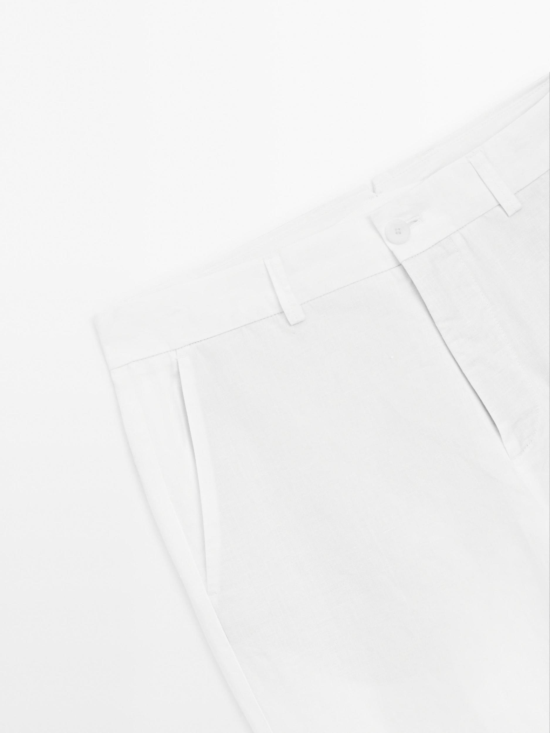 Cotton and linen blend tapered fit trousers Product Image