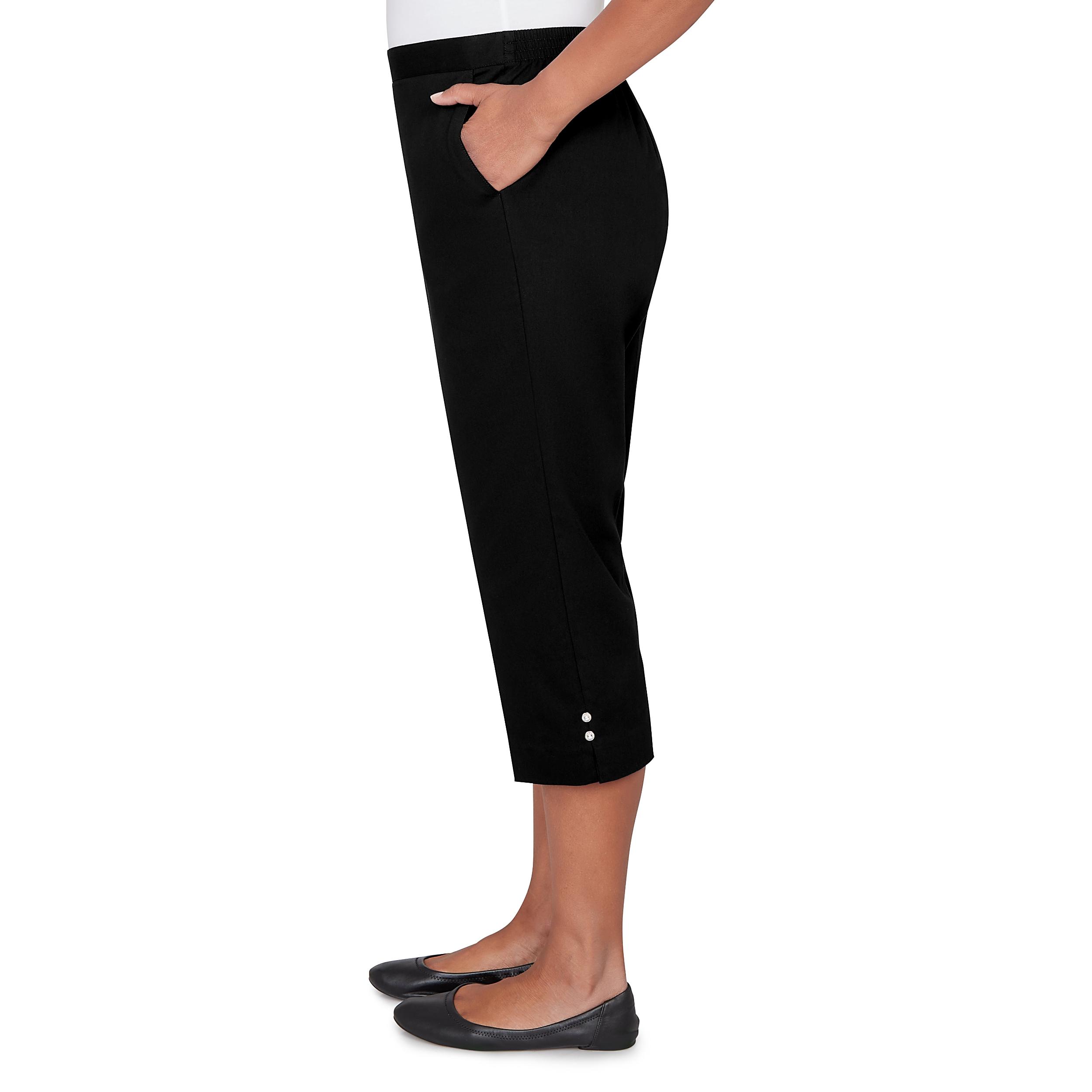 Alfred Dunner Solid Twill Button Hem Capri Pant- Petite Product Image