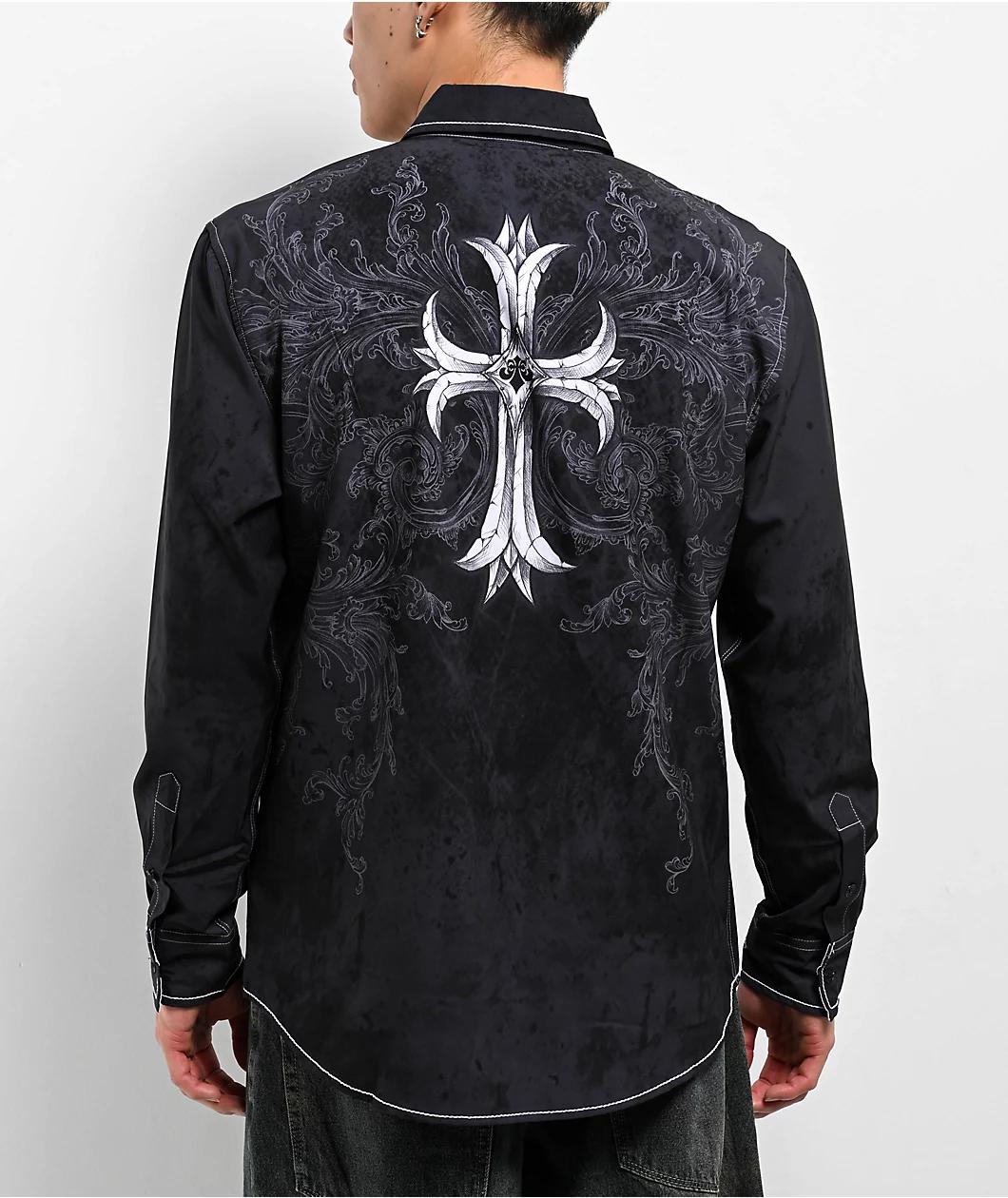 Affliction Jump Black Long Sleeve Button Up Shirt Product Image