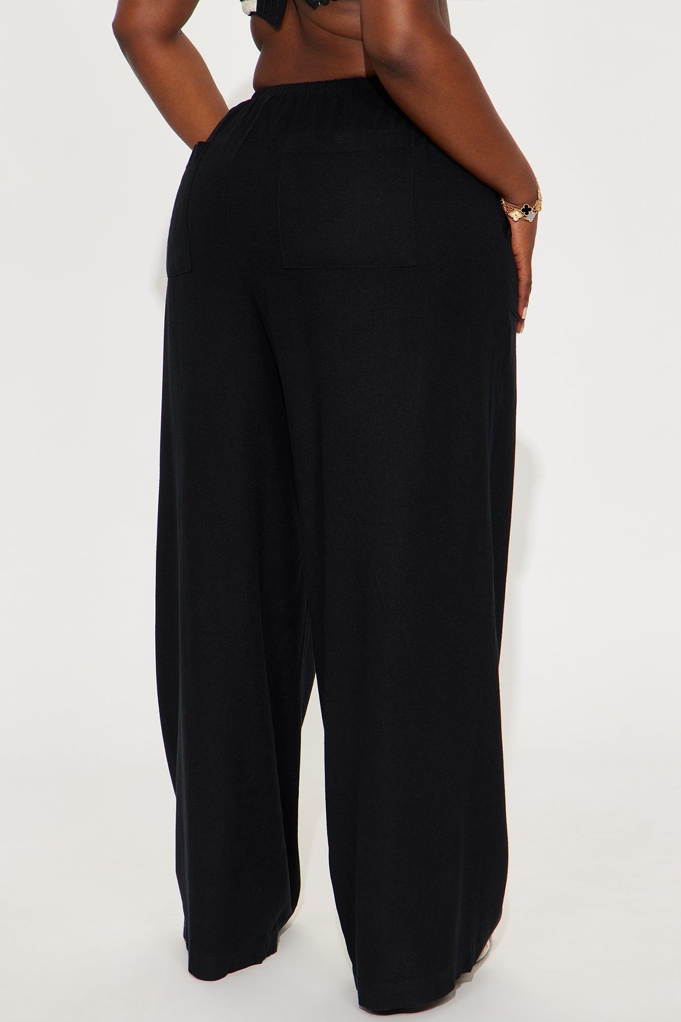 Seaside Soiree Wide Leg Linen Pant - Black Product Image