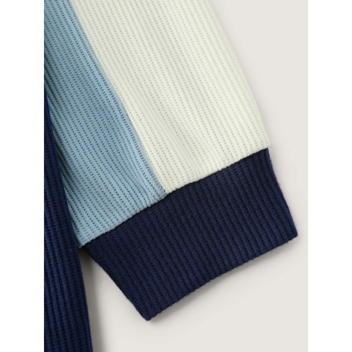 Plus Size Colorblock Cozy Raglan Sleeve Hoodie Women Multicolor Leisure Texture Hooded Casual Sweatshirts BloomChic 18-20/2X Product Image