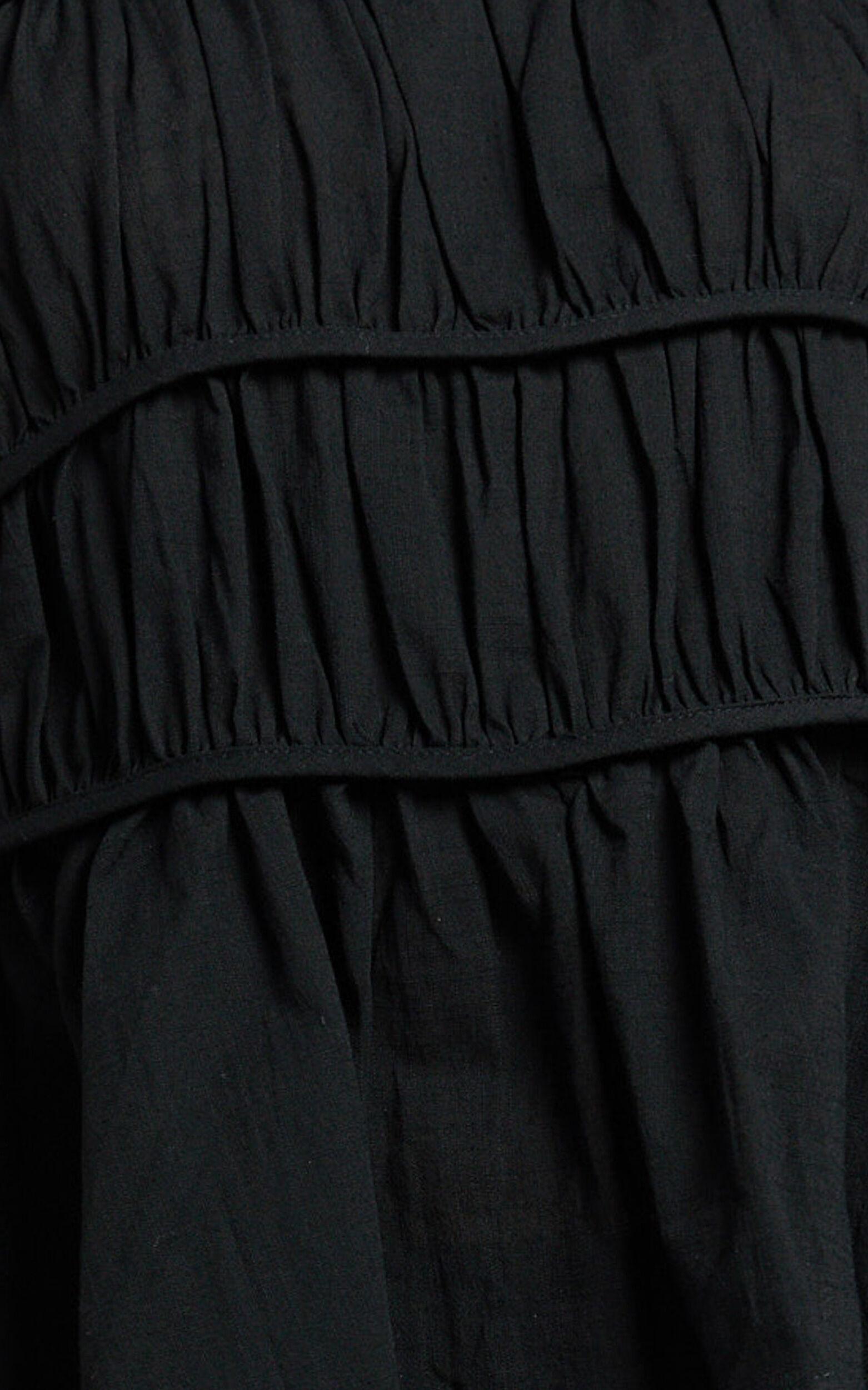 Auric Two Piece Set - Ruched Detail Top and Wide Leg Pants Set in Black Product Image