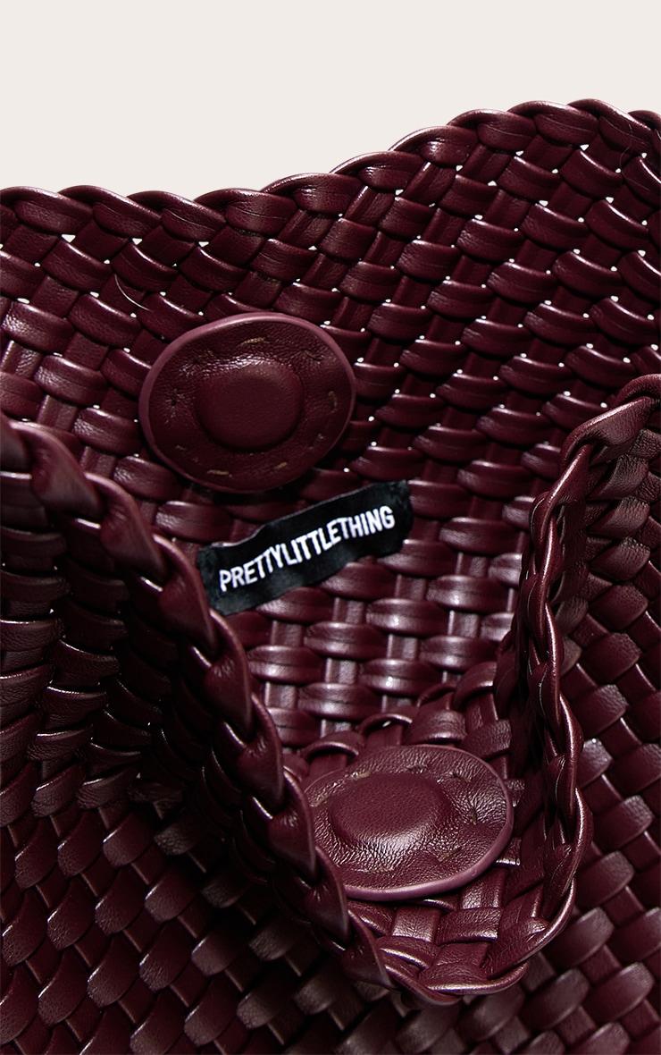 Premium Burgundy Pu Weave Shoulder Bag Product Image