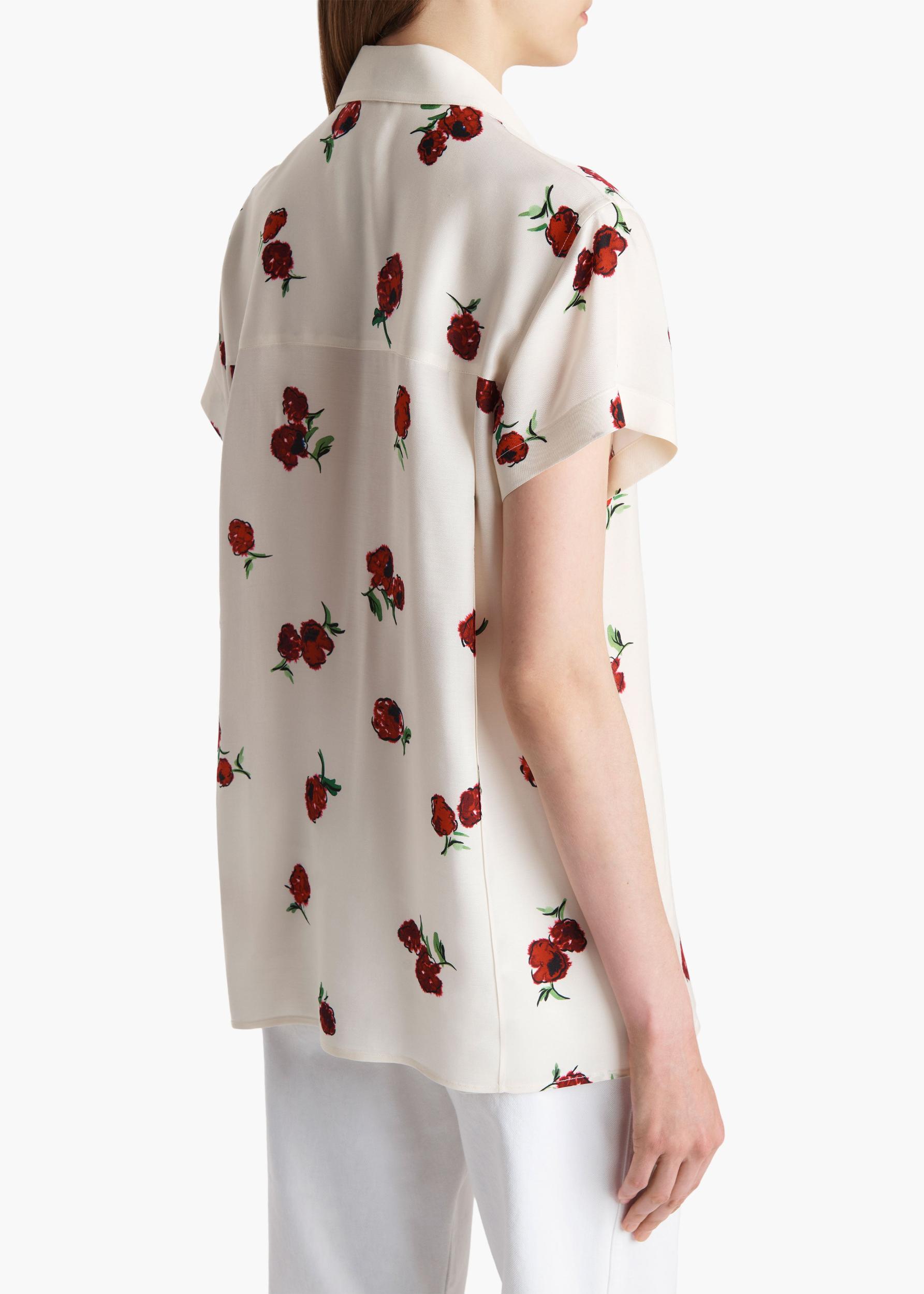 Keefe Top in Cream with Raspberry Print Product Image