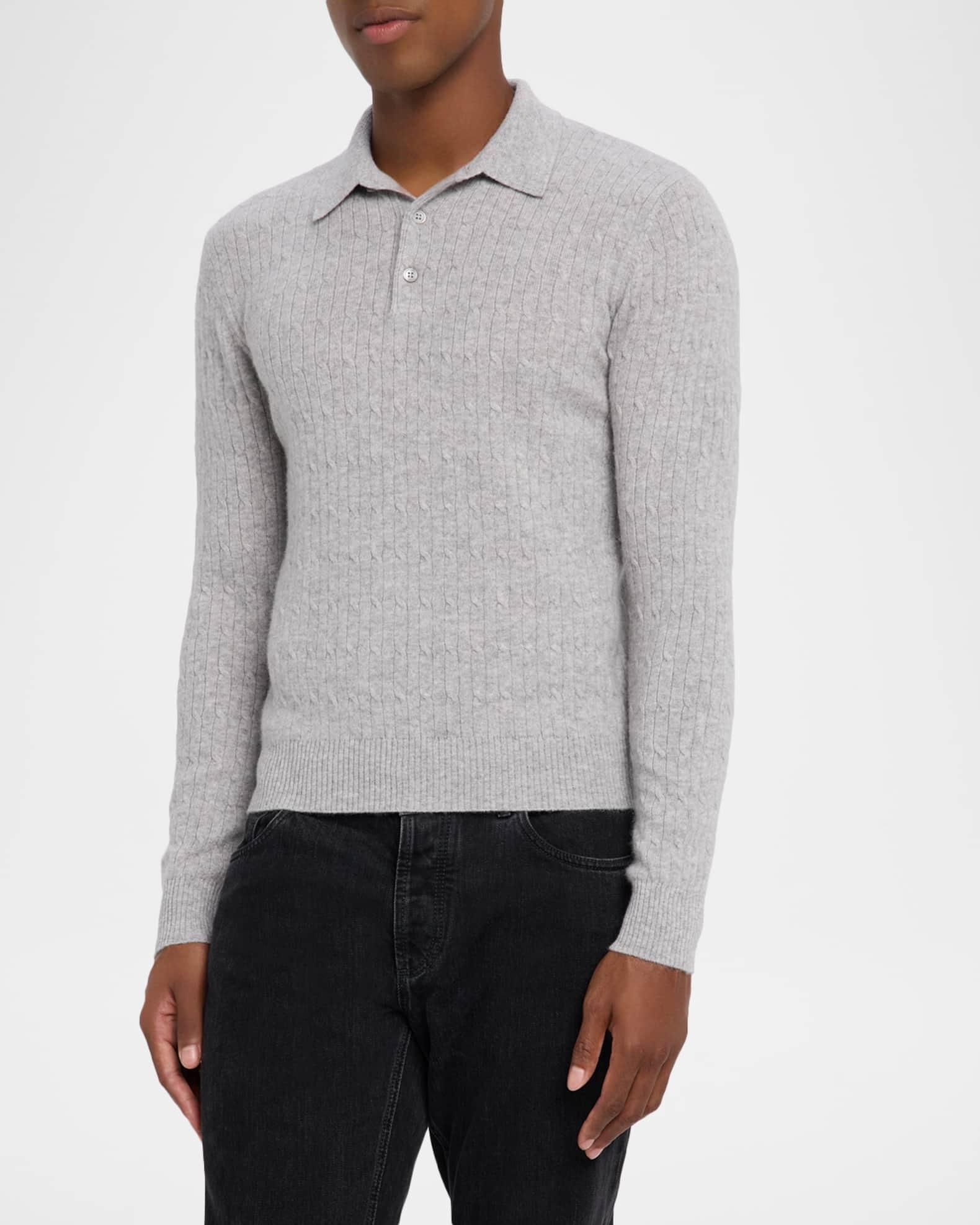 Men's Classic Micro Cable-Knit Long-Sleeve Polo Product Image