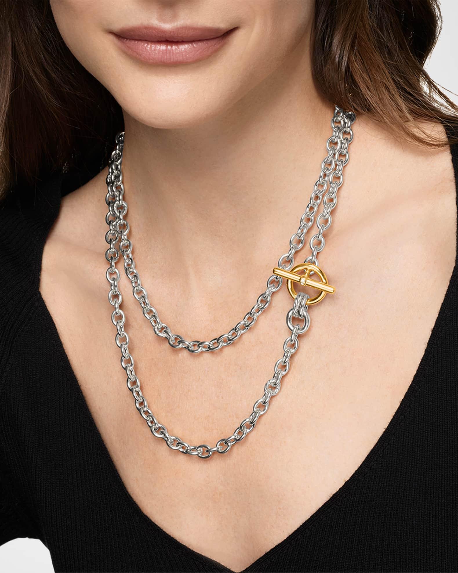Mercer Double Row Toggle Necklace with Diamonds in Silver and 18K Gold, 5mm Product Image