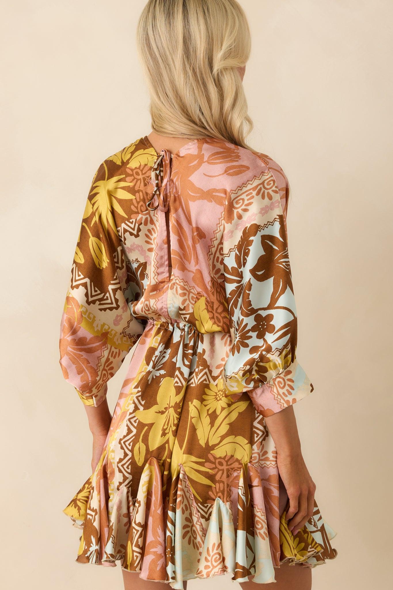 I'll Lead The Way Pink Coral Patchwork Print Mini Dress L / Coral Product Image