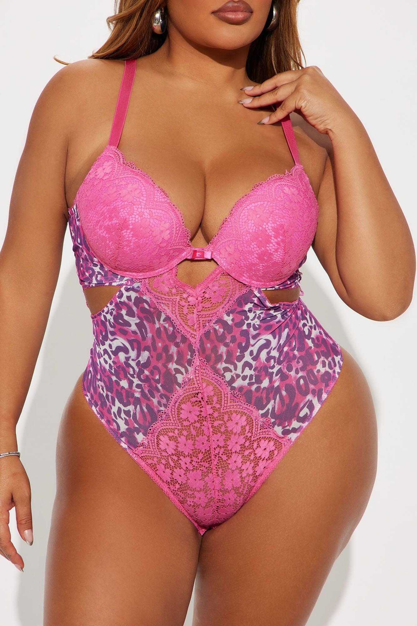 Bad Decisions Lace Teddy - Hot Pink Product Image