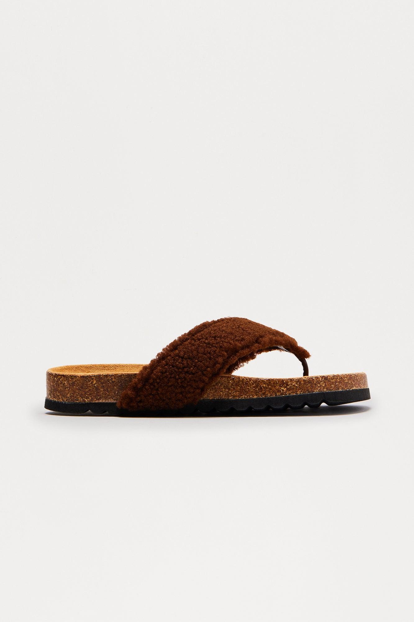 Keanu Sherpa Flip Flops - Chocolate Female Product Image
