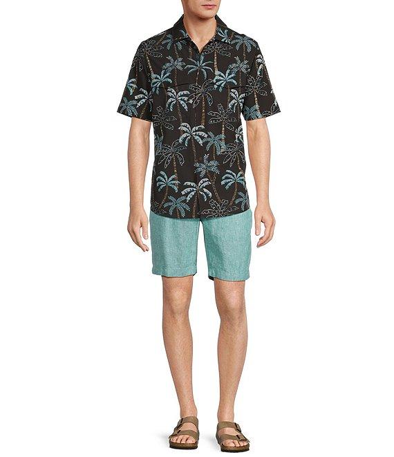 Caribbean Isle Breeze Performance Stretch Palm Print Short Sleeve Woven Shirt Product Image