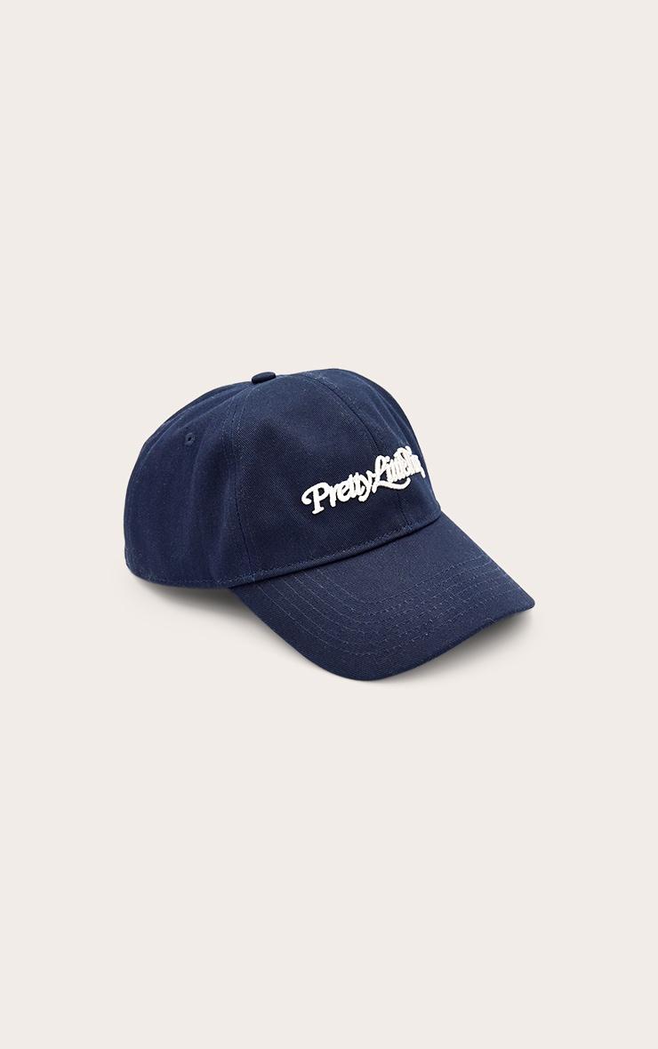 Pretty Little Thing Cream Embroidered Navy Cap Product Image
