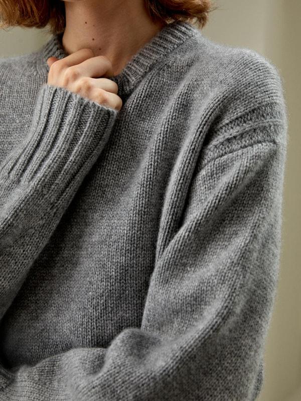 Boxy Crewneck Cashmere Sweater Product Image