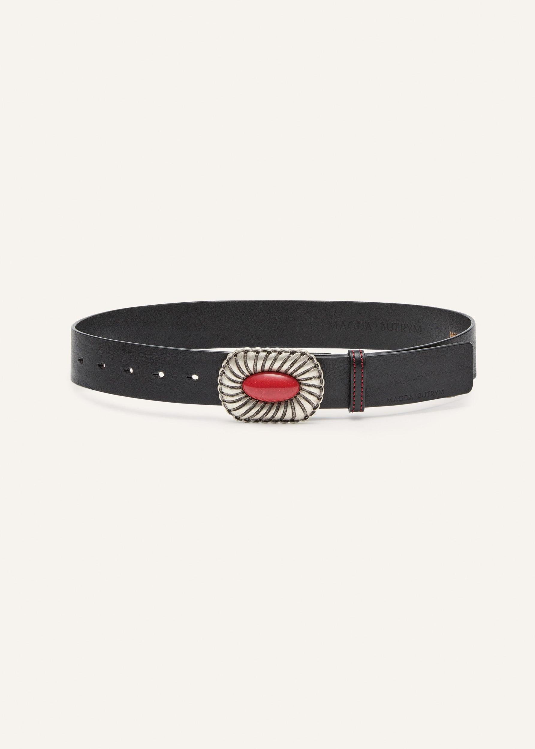 Red stone western belt in black Product Image