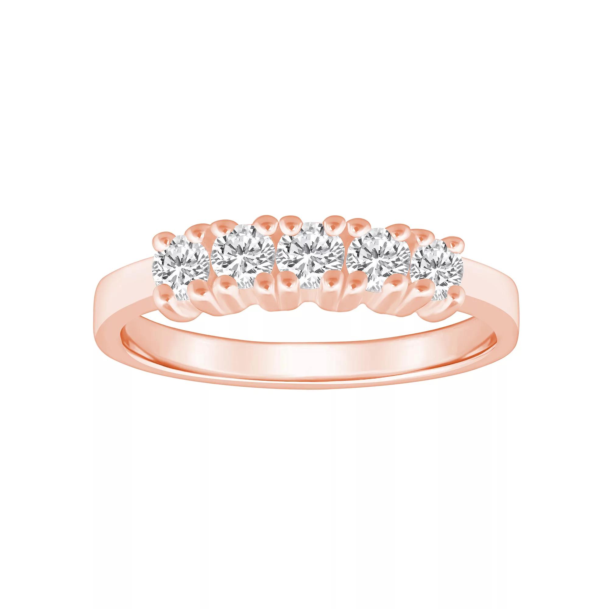 Alyson Layne 14k Gold 1/2 Carat T.W. Diamond 5-Stone Wedding Ring, Womens Pink Product Image