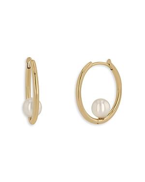 Zoe Chicco 14K Yellow Gold White Pearls Cultured Freshwater Pearl Huggie Hoop Earrings Product Image