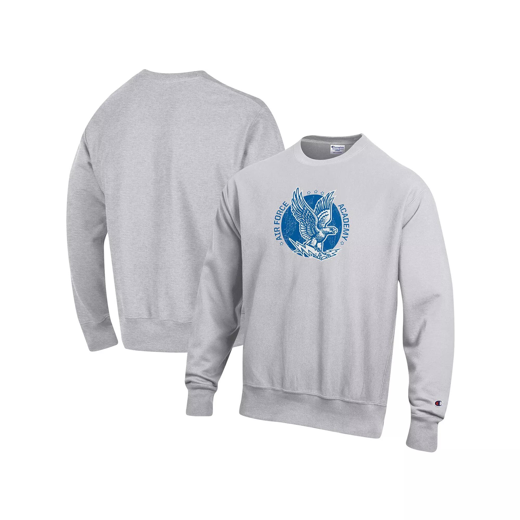 Men's Champion Heathered Gray Air Force Falcons Vault Logo Reverse Weave Pullover Sweatshirt, Size: Small, Afa Grey Product Image