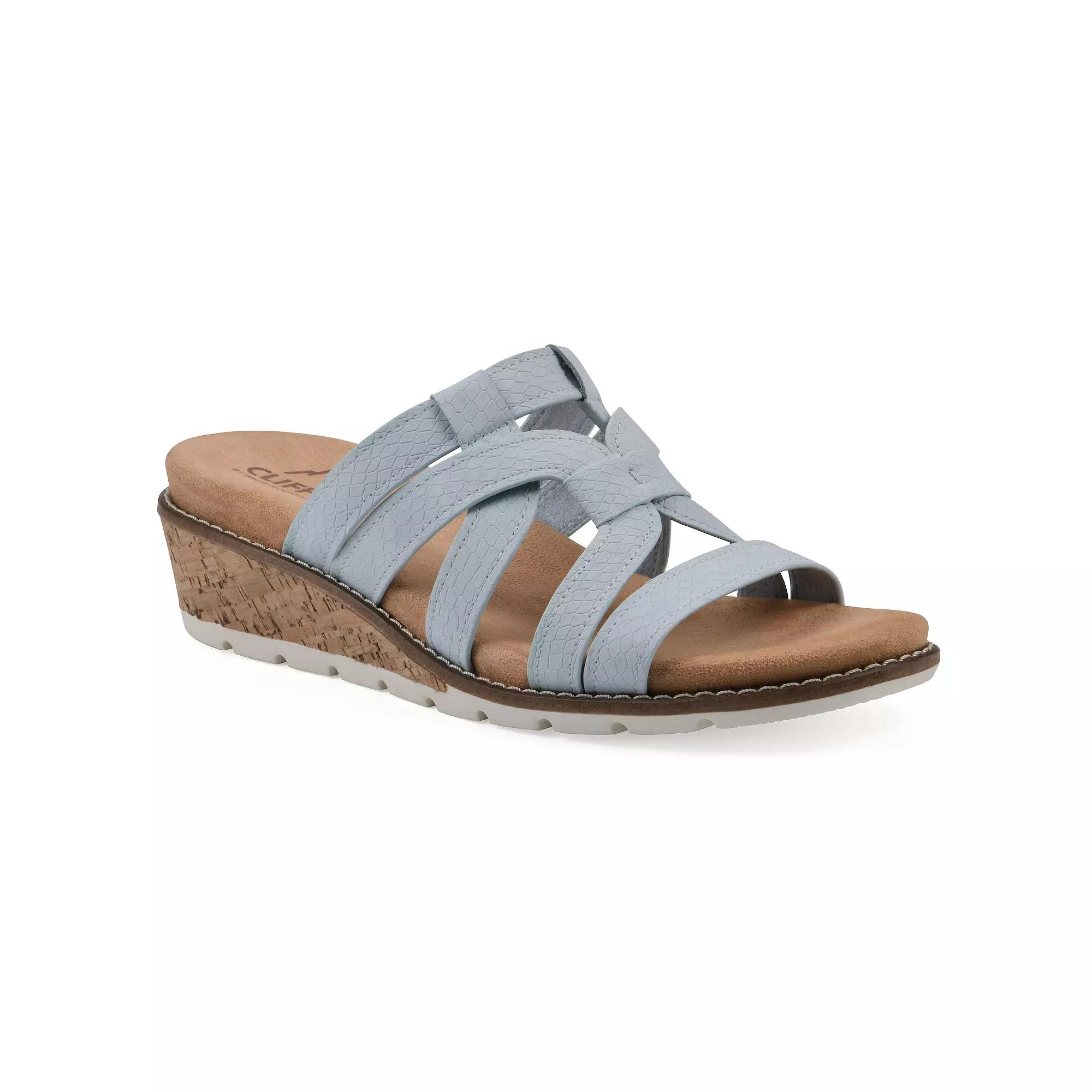 Cliffs by White Mountain Tinisha Women's Wedge Sandals, Size: 10, Lt Blue Embossed Snake Product Image
