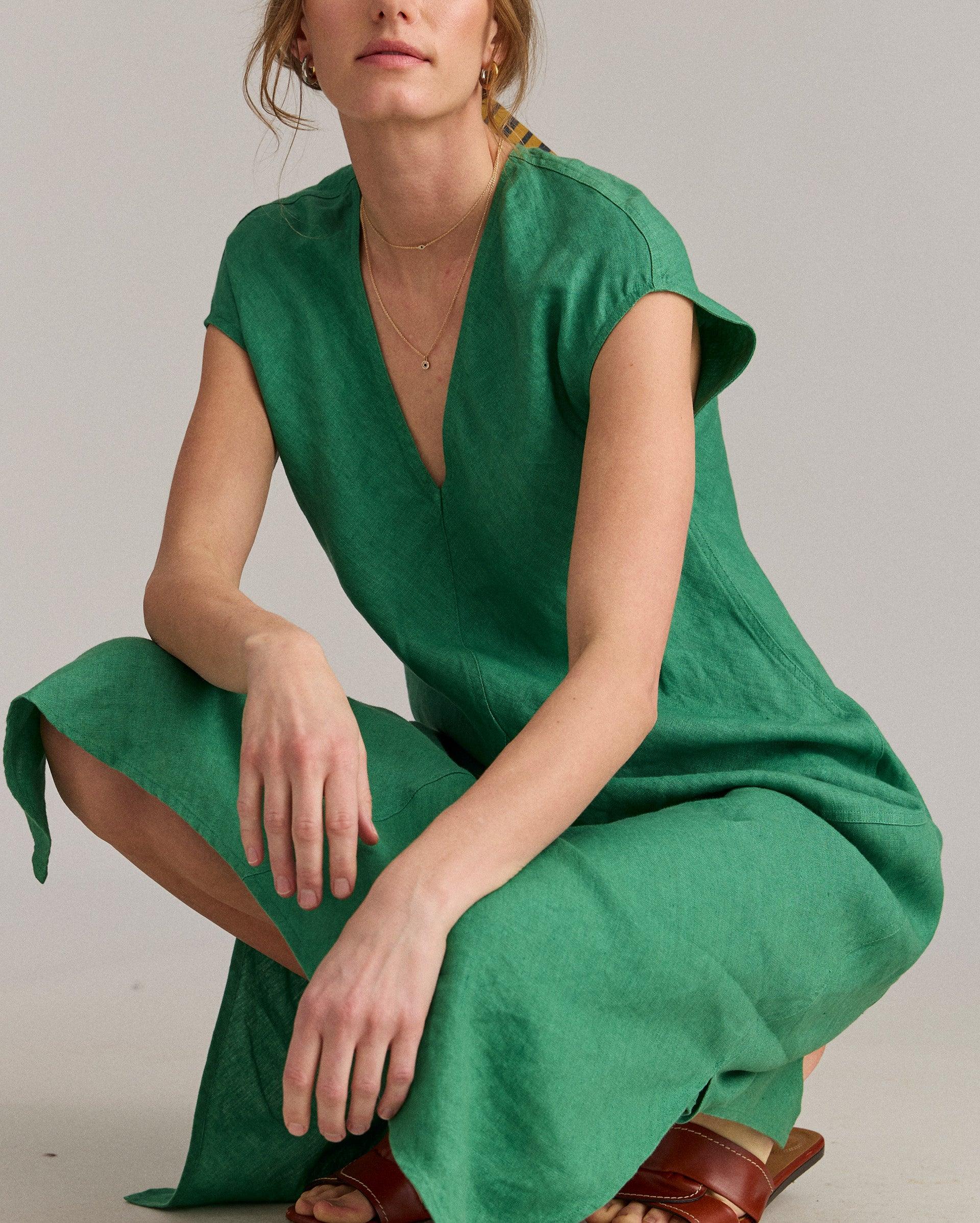 Maxi Bias Linen Dress -  Product Image