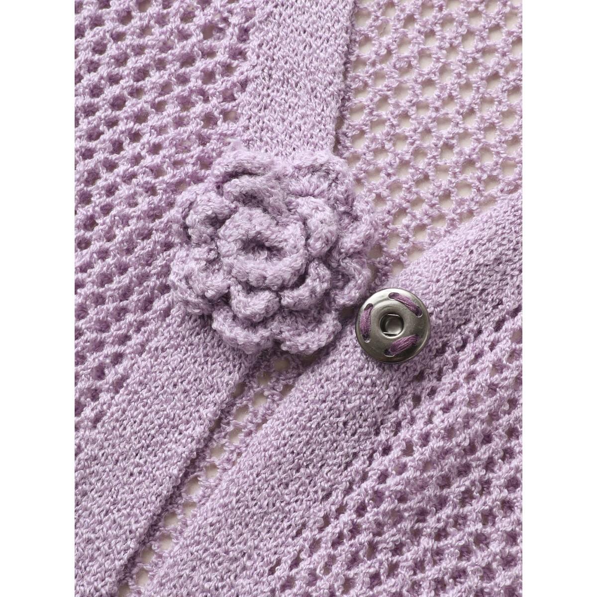 Plus Size Solid Stereo Flower Design Cut Out Cover Up Women's Swimwear Lavender Beach Loose Texture Curve Swim Cover Ups BloomChic 22-24/3X Product Image