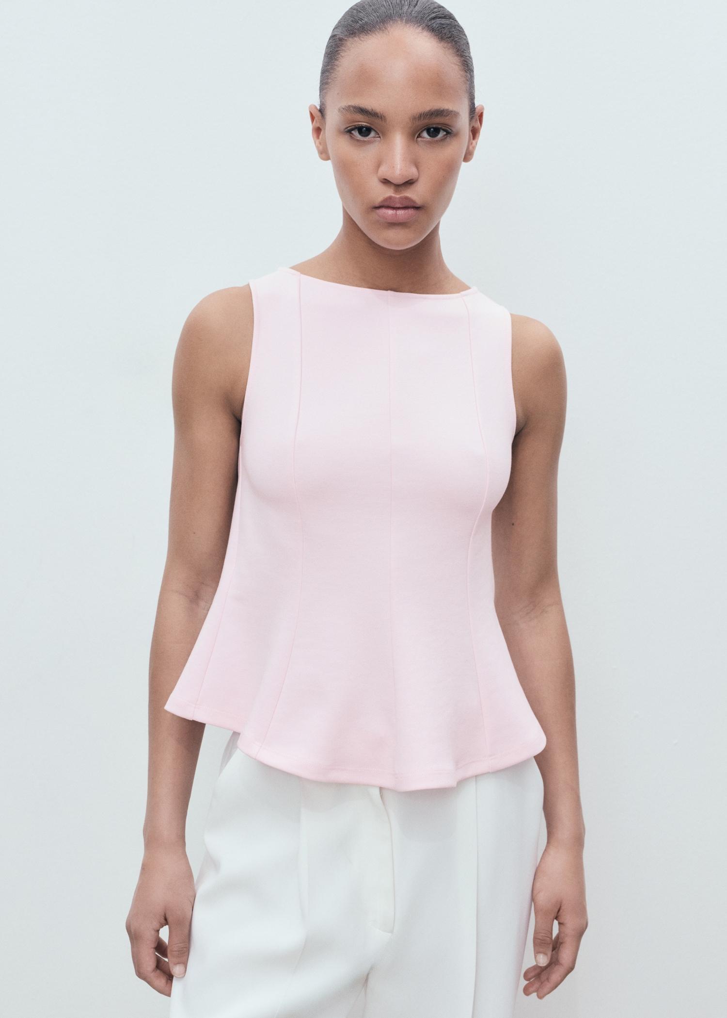 Peplum top with seam detail - Women | MANGO USA Product Image