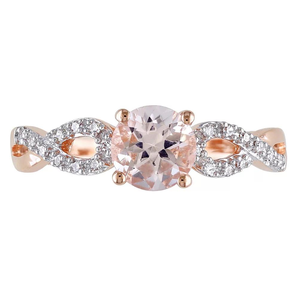 Stella Grace Morganite and 1/10 Carat T.W. Diamond Engagement Ring in 10k Rose Gold, Womens Pink Product Image