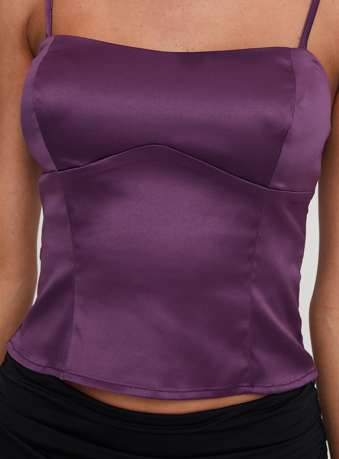 Marcelline Satin Top Plum Product Image