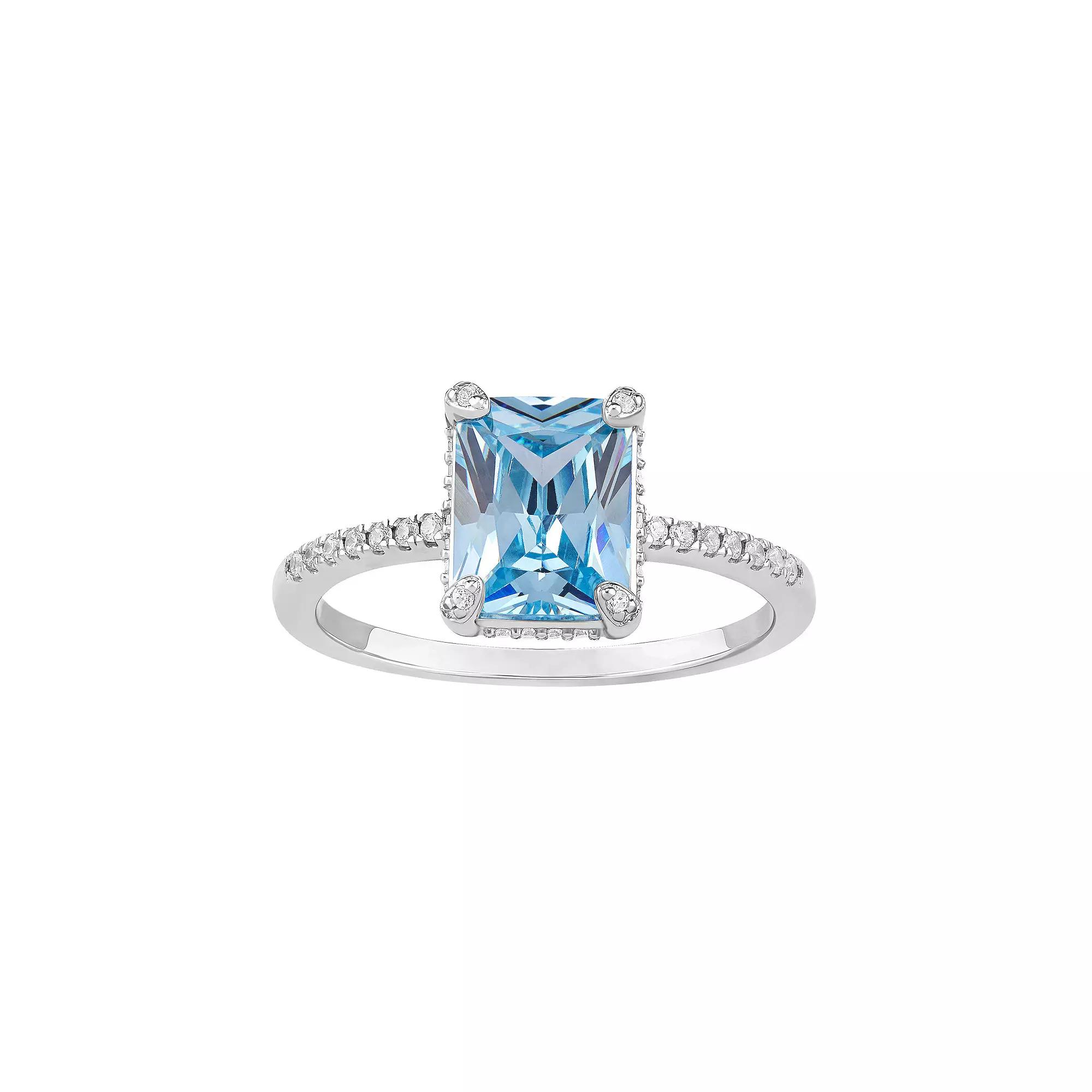 PRIMROSE Sterling Silver Cubic Zirconia Baguette Ring, Women's, Size: 9, Sterling Blue Product Image