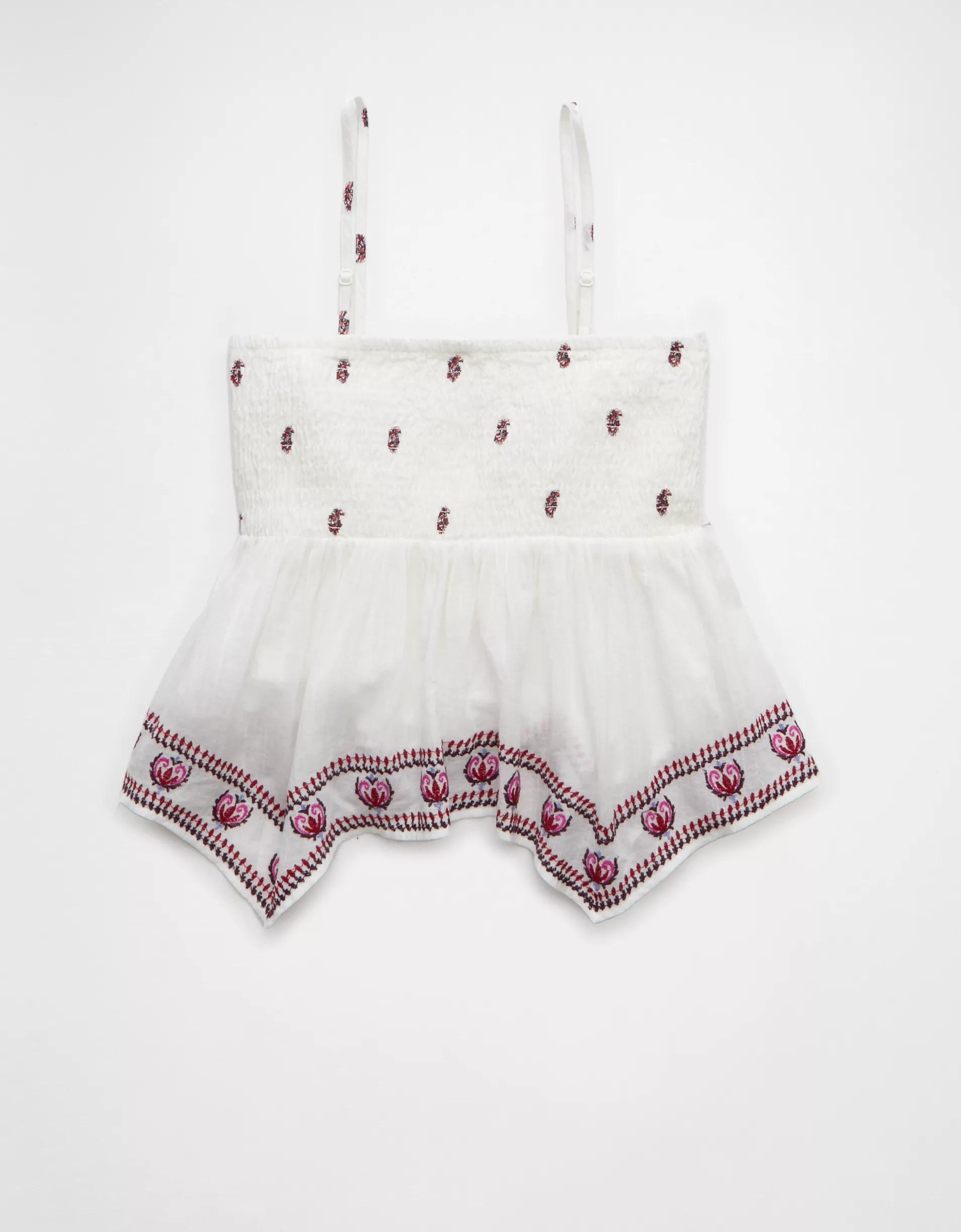 AE Handkerchief Hem Smocked Babydoll Tube Top Product Image