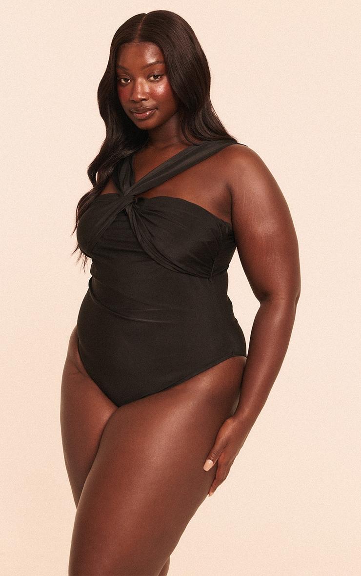 Plus Black Ruched Bust Swimsuit Product Image