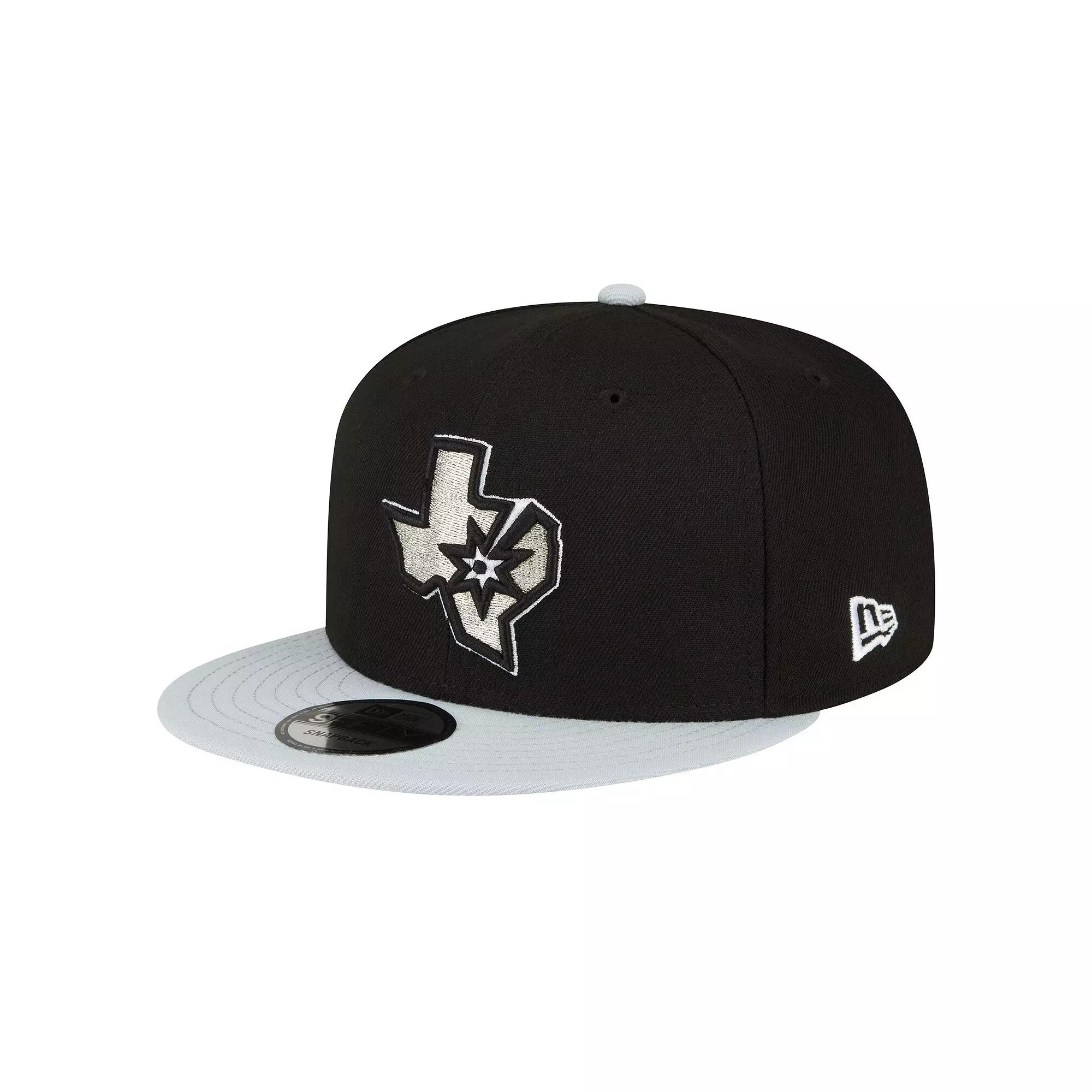 Men's New Era Black/Silver San Antonio Spurs Official Team Color 2Tone 9FIFTY Snapback Hat Product Image