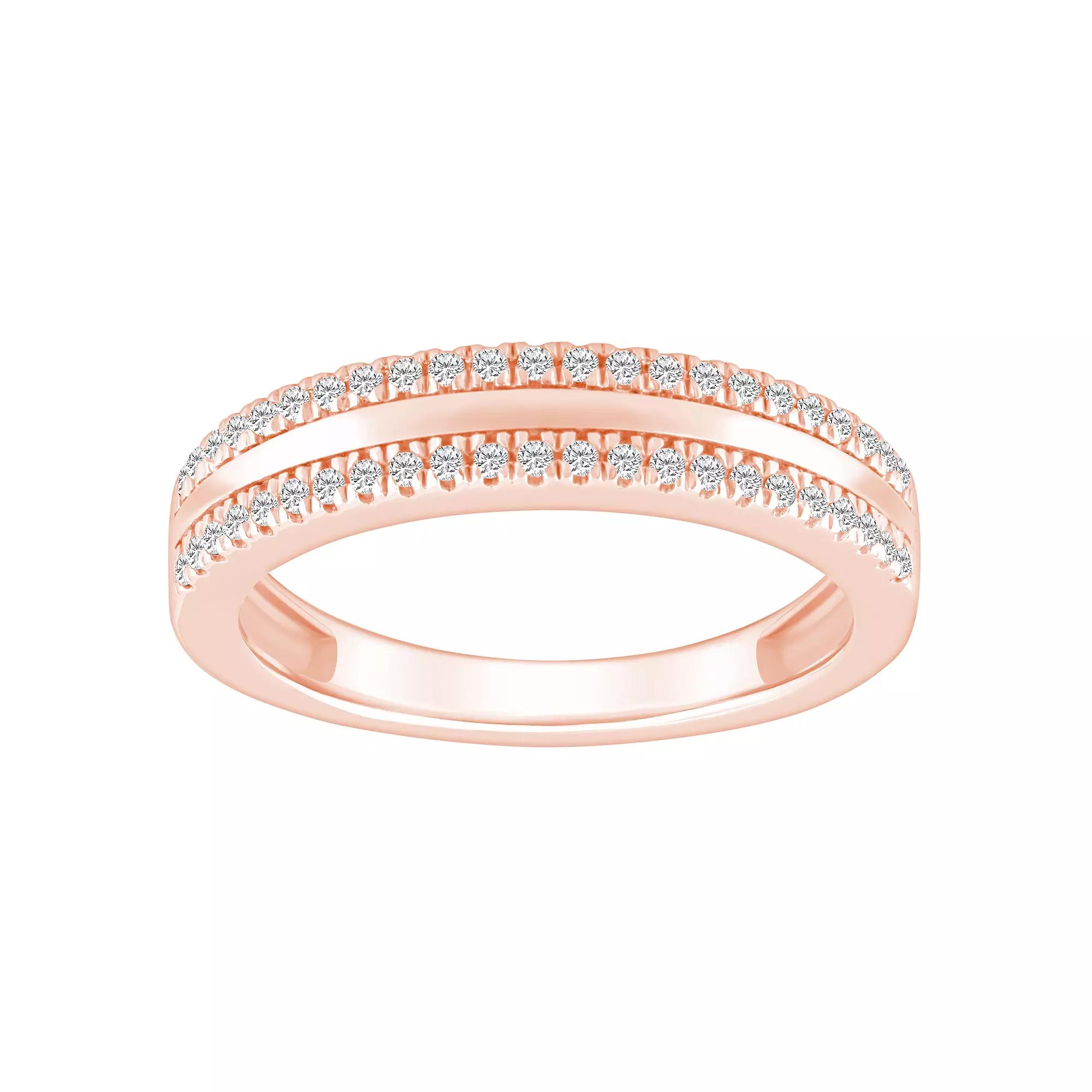 Alyson Layne 14k Gold 1/4 Carat T.W. Diamond Pave & Polished Wedding Band, Women's, Size: 8, 14k Rsgold Product Image