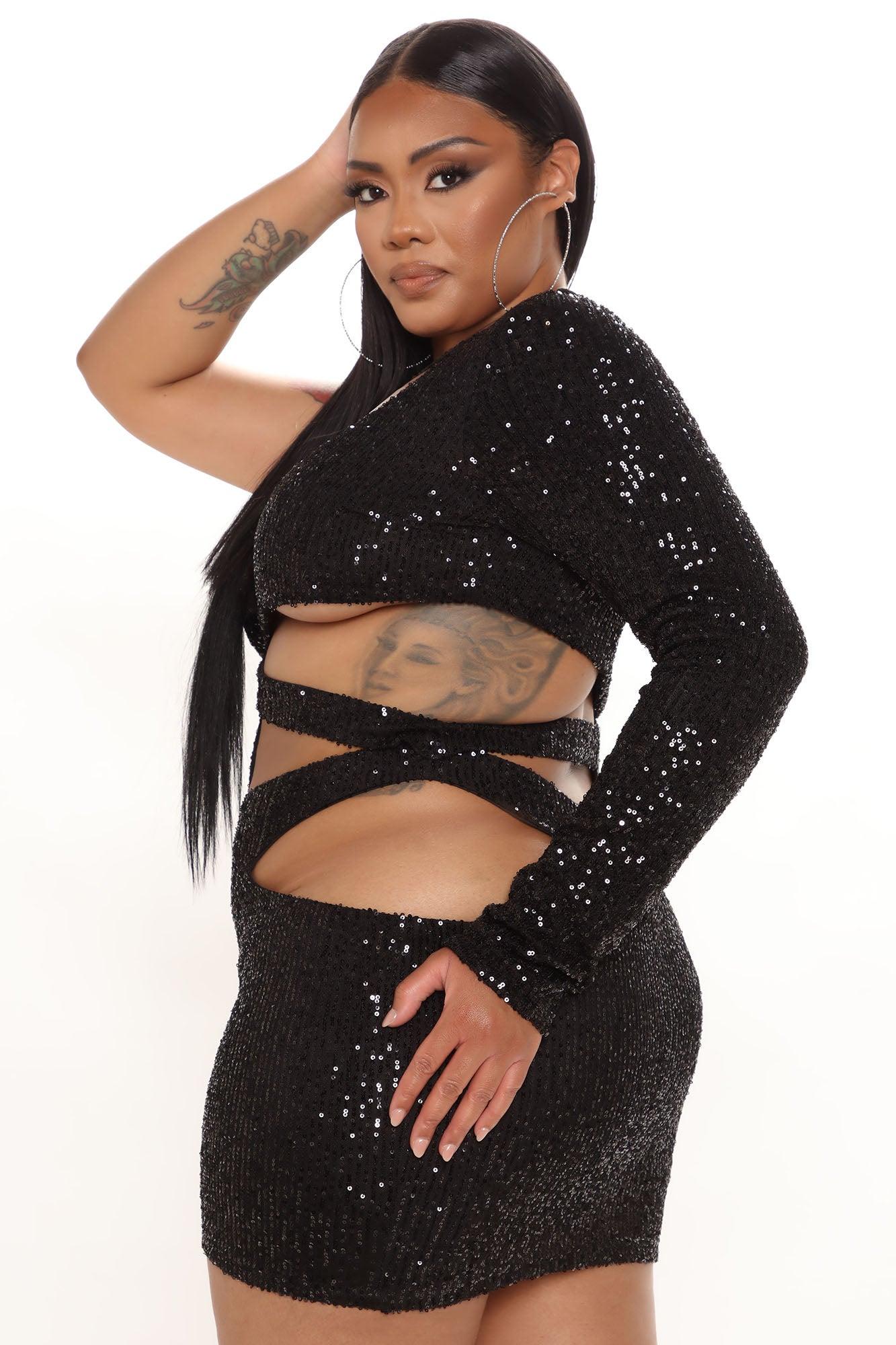 Disco Club Sequin Mini Dress - Black Product Image