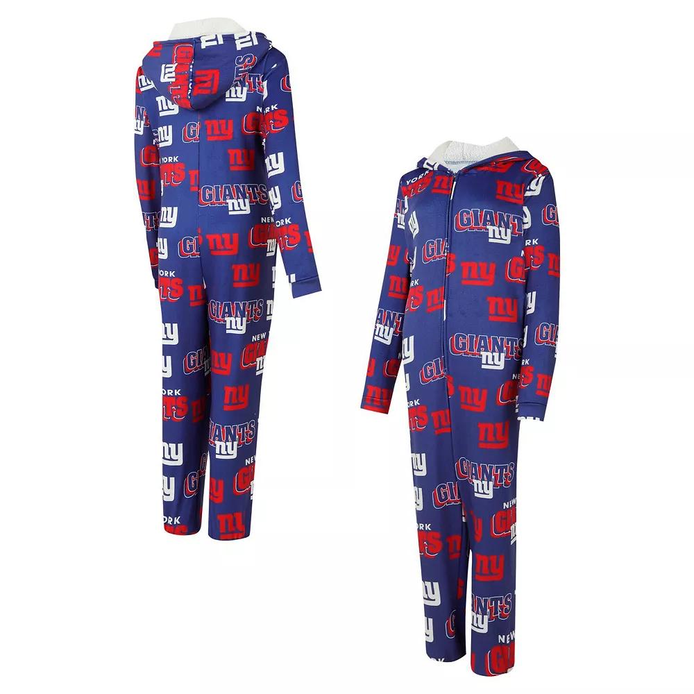 Women's Concepts Sport Royal New York Giants Roadway Allover Print Microfleece Full-Zip Union Suit,  Product Image