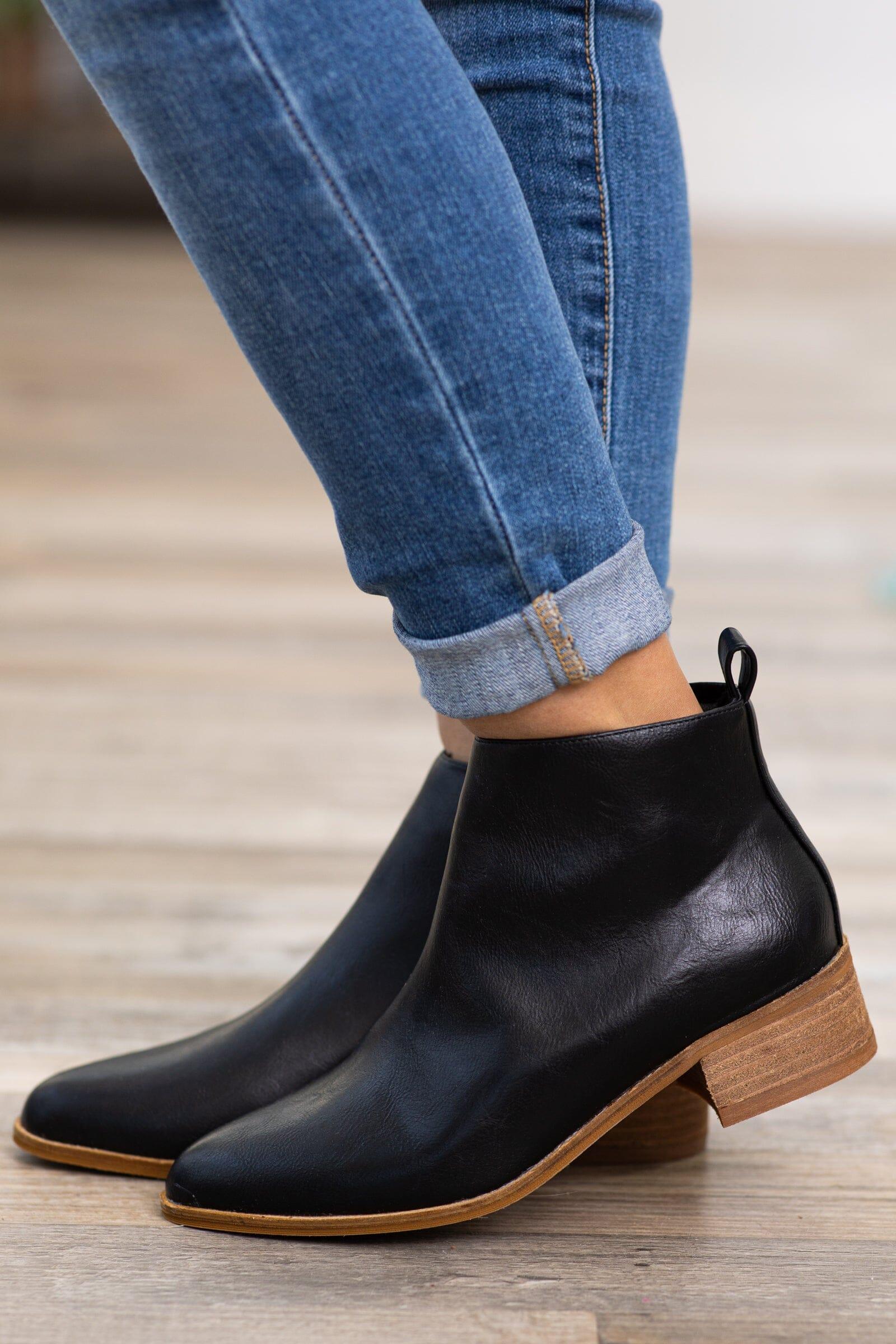 Black Ankle Bootie With Pull Tab Product Image