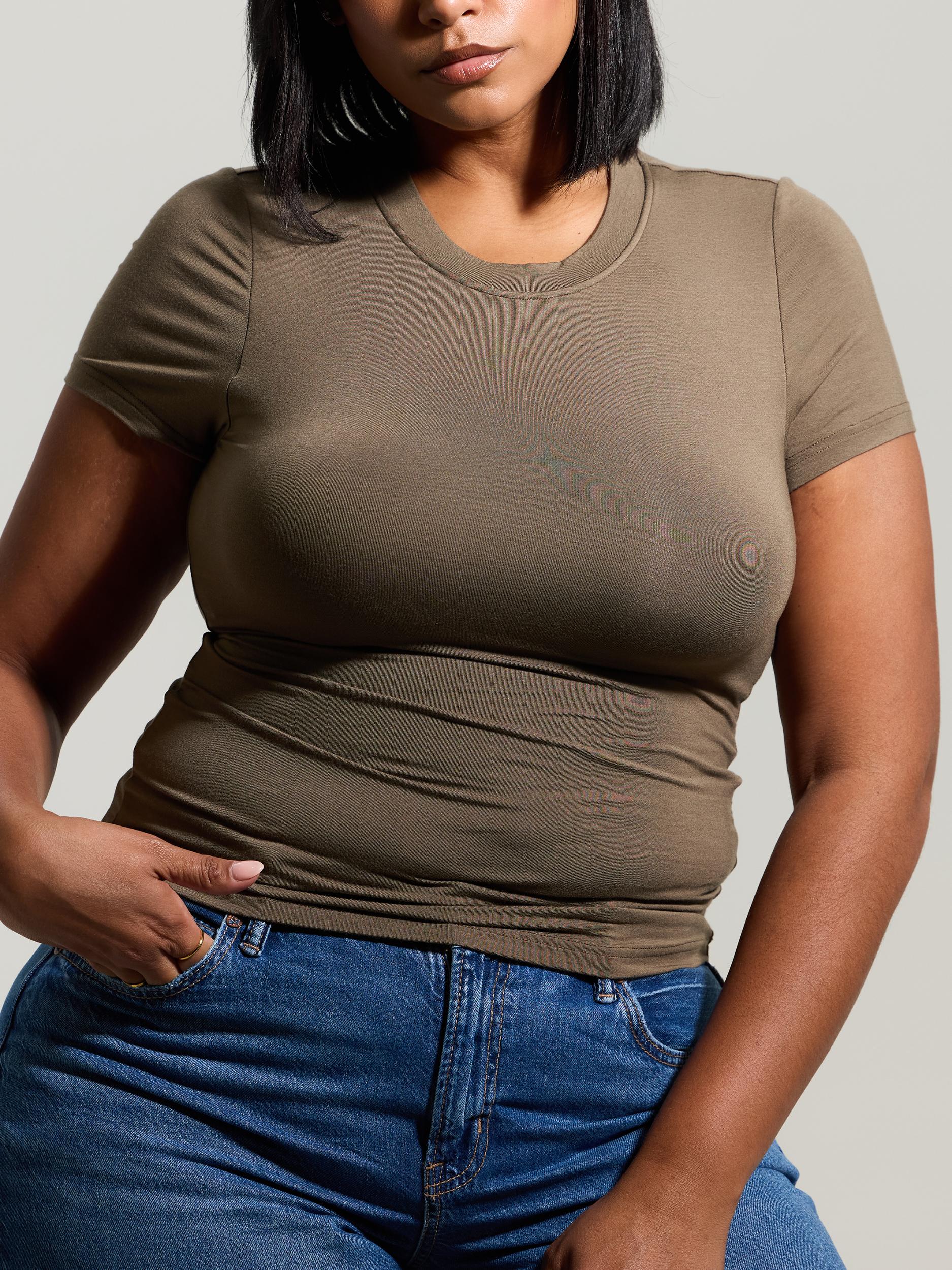 Solid Crew Neck Braless T-Shirt Product Image