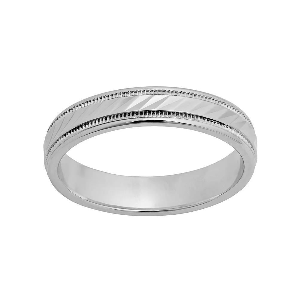 Sterling Silver Wave Wedding Ring, Men's, Size: 7.50, Grey Product Image