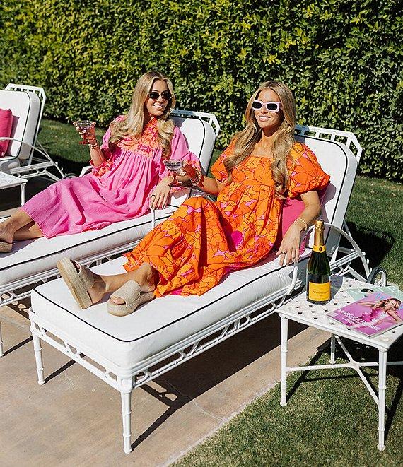 J.Marie Carlie Split V-Neck 3/4 Sleeve Embroidered Caftan Midi Dress Product Image