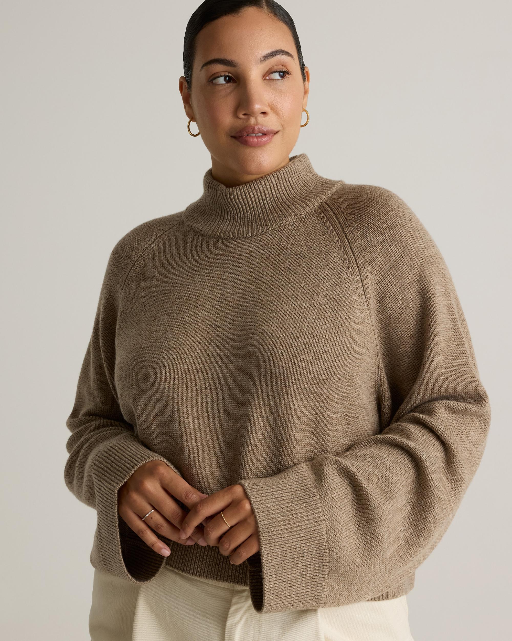 Quince | Women's Australian Merino Wool Cropped Mock Neck Sweater Product Image