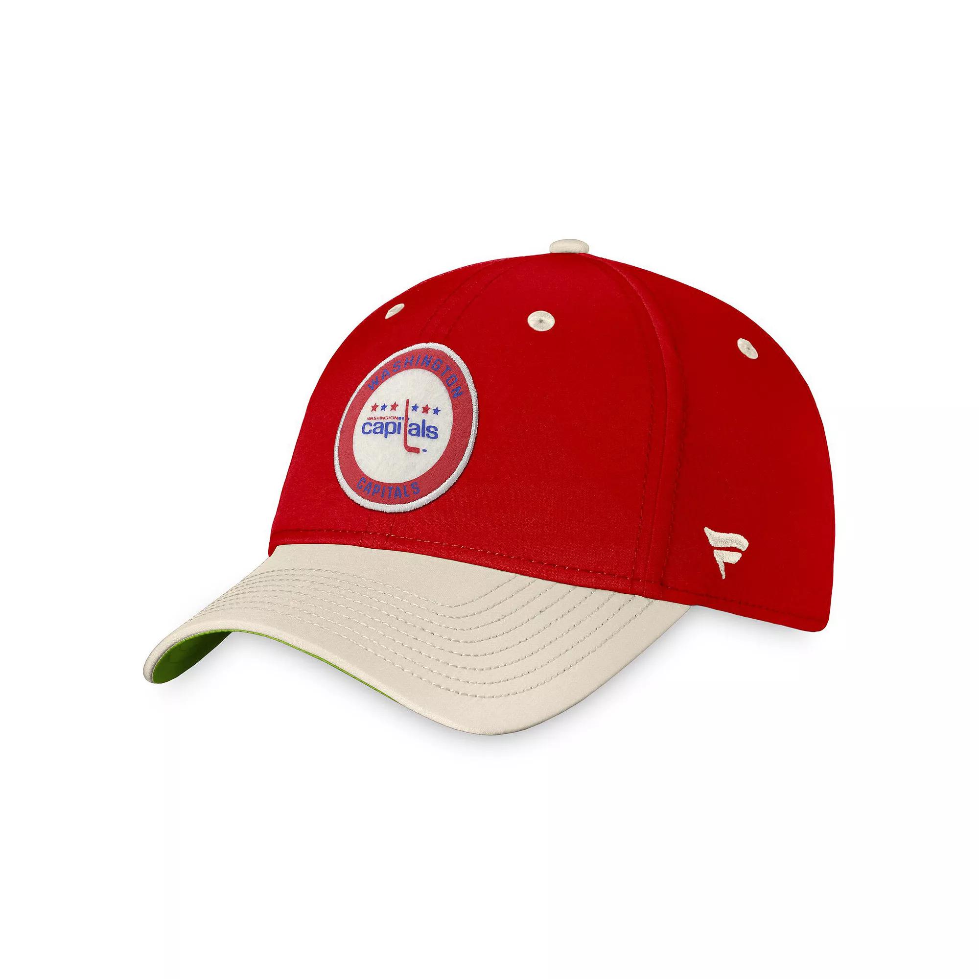 Men's Fanatics Branded Red/Khaki Washington Capitals True Classics Retro Flex Hat, Size: Medium/Large, Blue Product Image