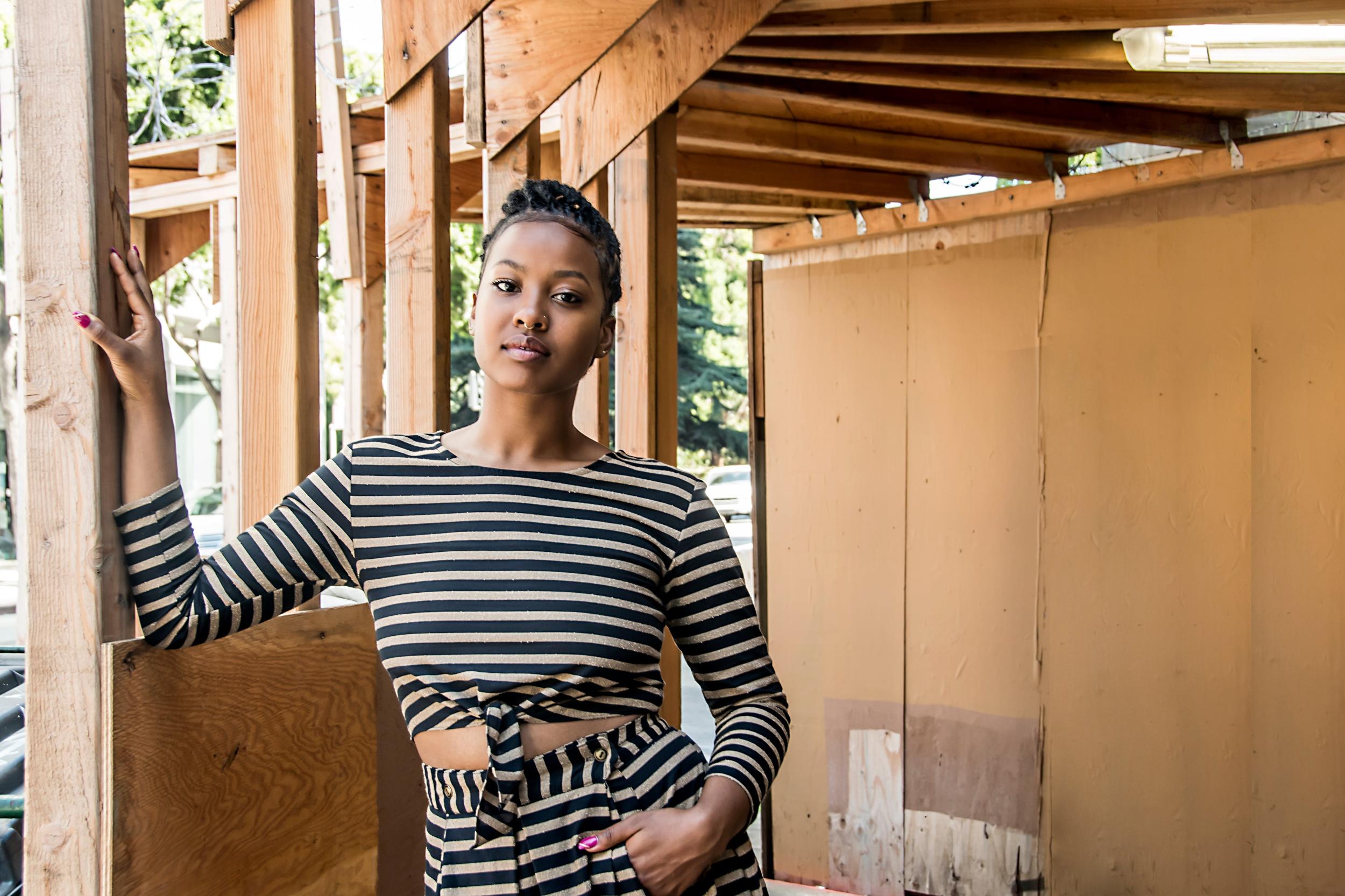 Rue Skirt in Black Stripe Product Image