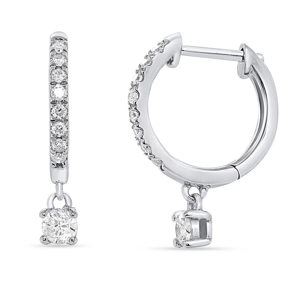 Ethique 1/3 Carat T.W. Lab-Grown Diamond Hoop Drop Earrings, Women's, Sterling Silver Product Image