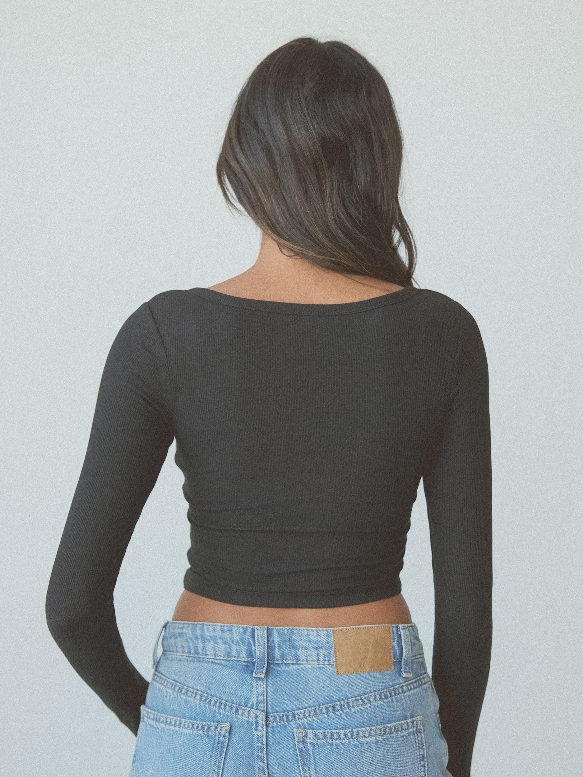 Bamboo Long Sleeve Scoop Neck Brami (Crop) Product Image