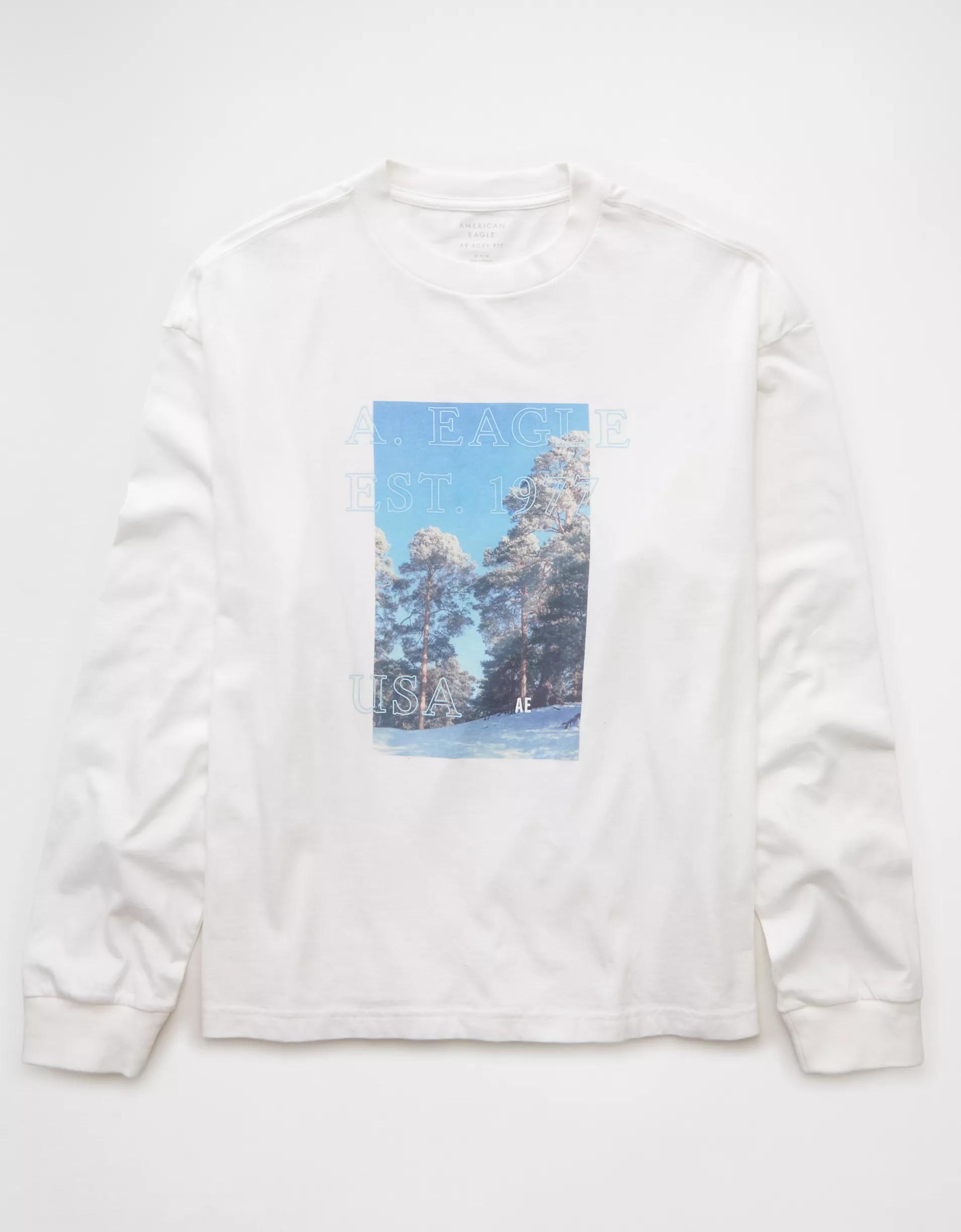AE Boxy Long Sleeve Destination Graphic T-Shirt Product Image