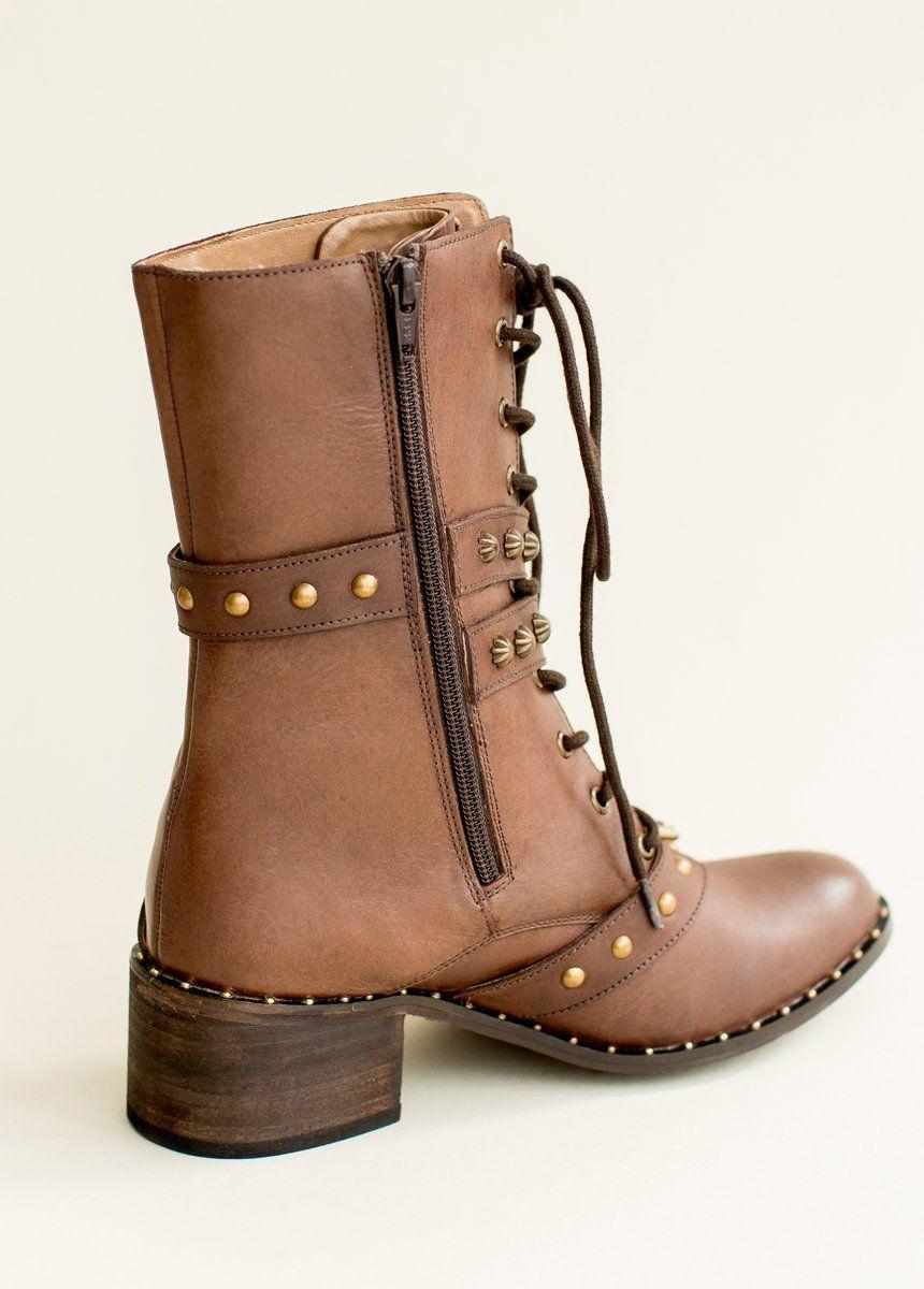 Rowan Leather Combat Boot in Brown Female Product Image