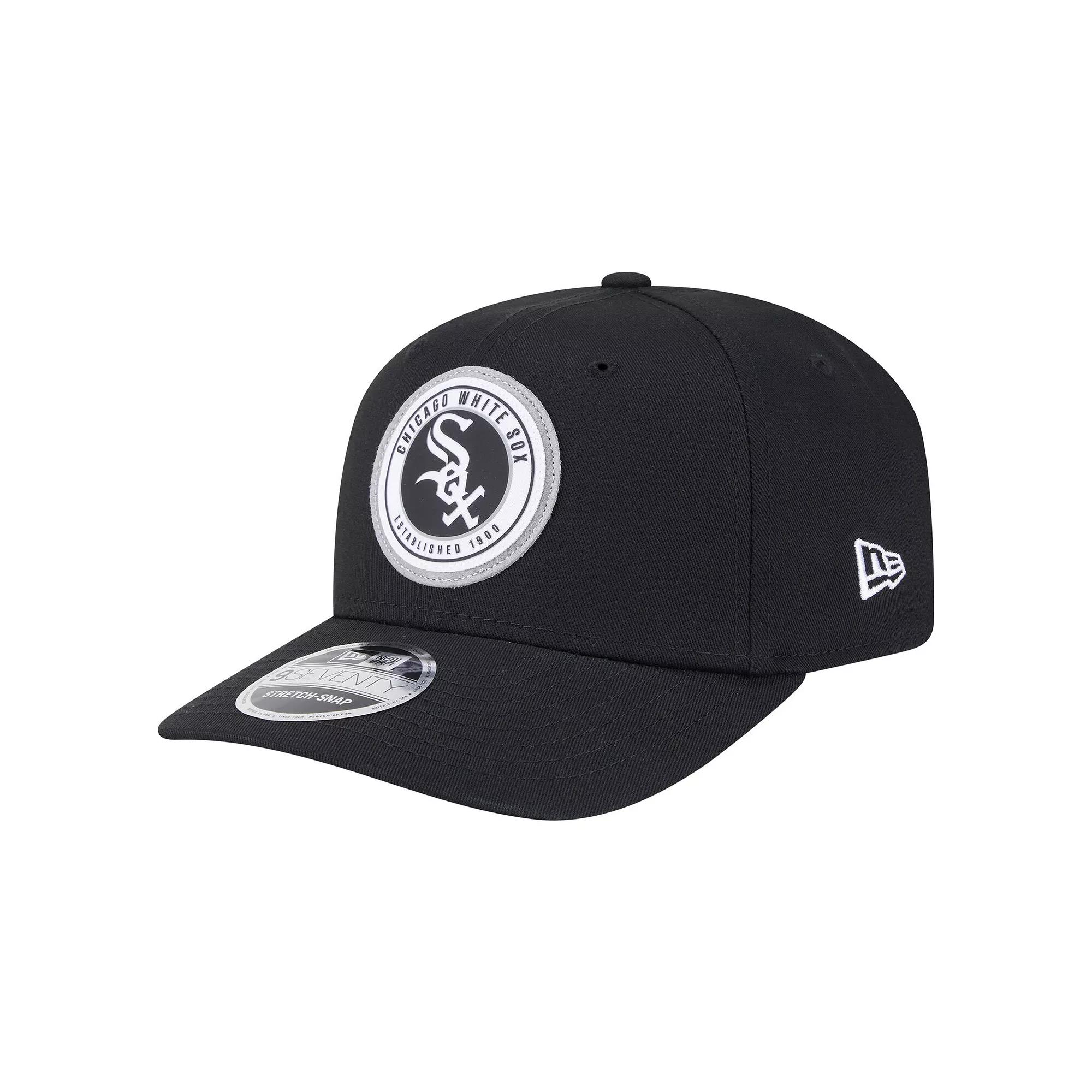 Men's New Era Black Chicago White Sox Circle Patch 9SEVENTY Stretch-Snap Hat Product Image