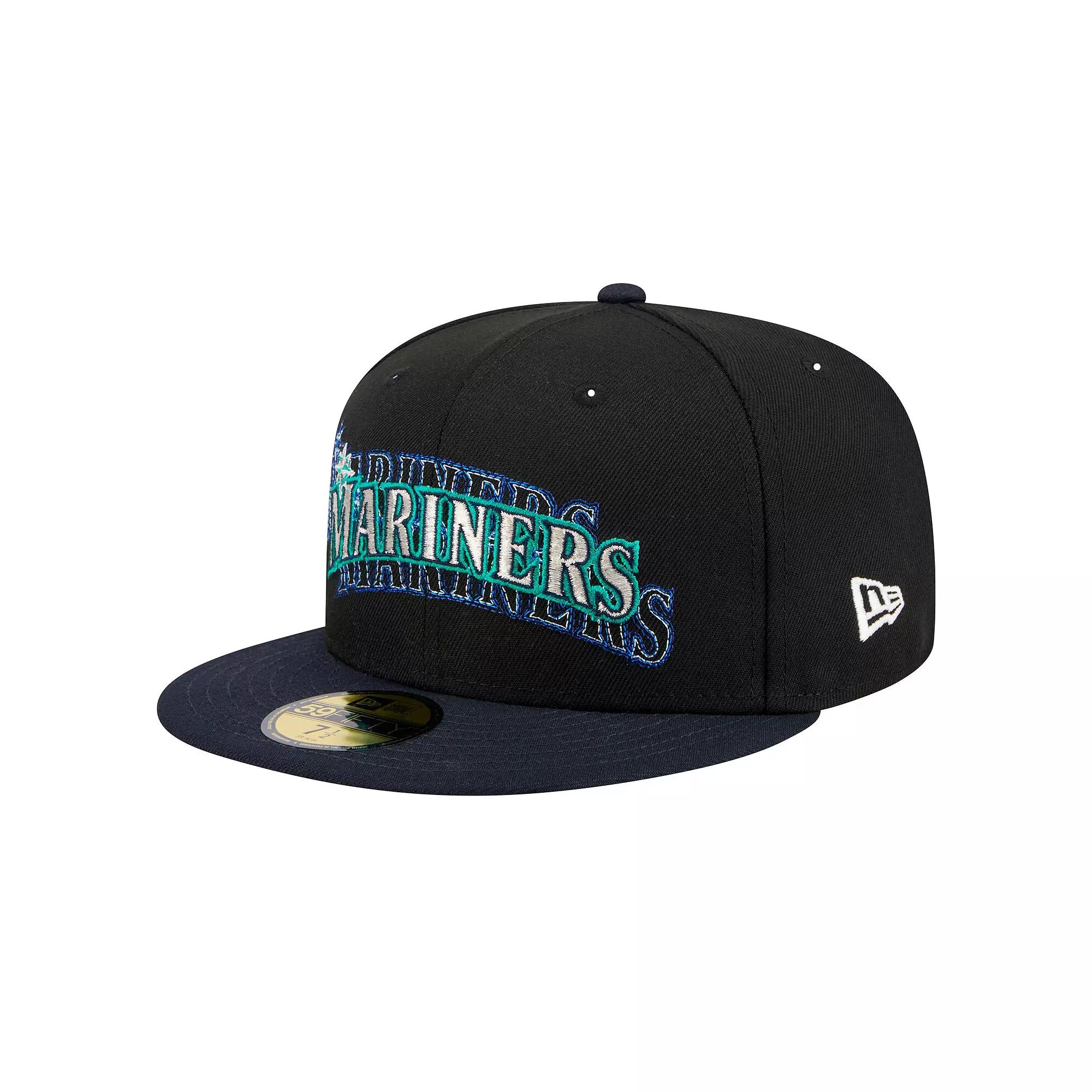 Men's New Era Black Seattle Mariners Shadow Stitch 59FIFTY Fitted Hat, Size: 7 1/2 Product Image