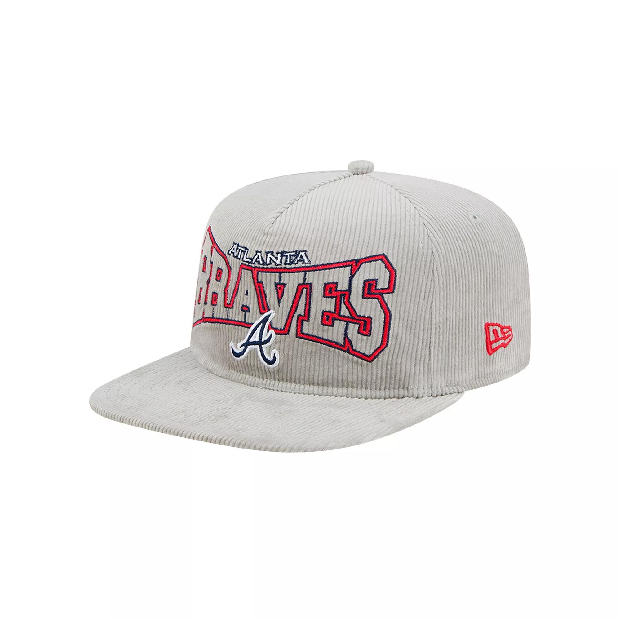Men's New Era Gray Atlanta Braves Corduroy Golfer Snapback Hat, Grey Product Image
