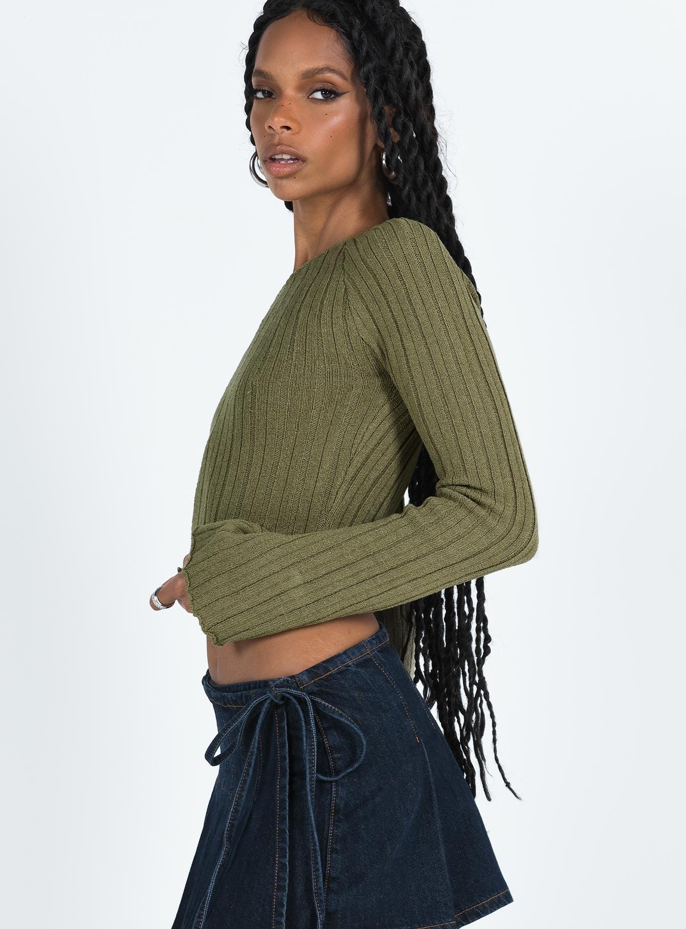 Santorini Knit Top Khaki Product Image