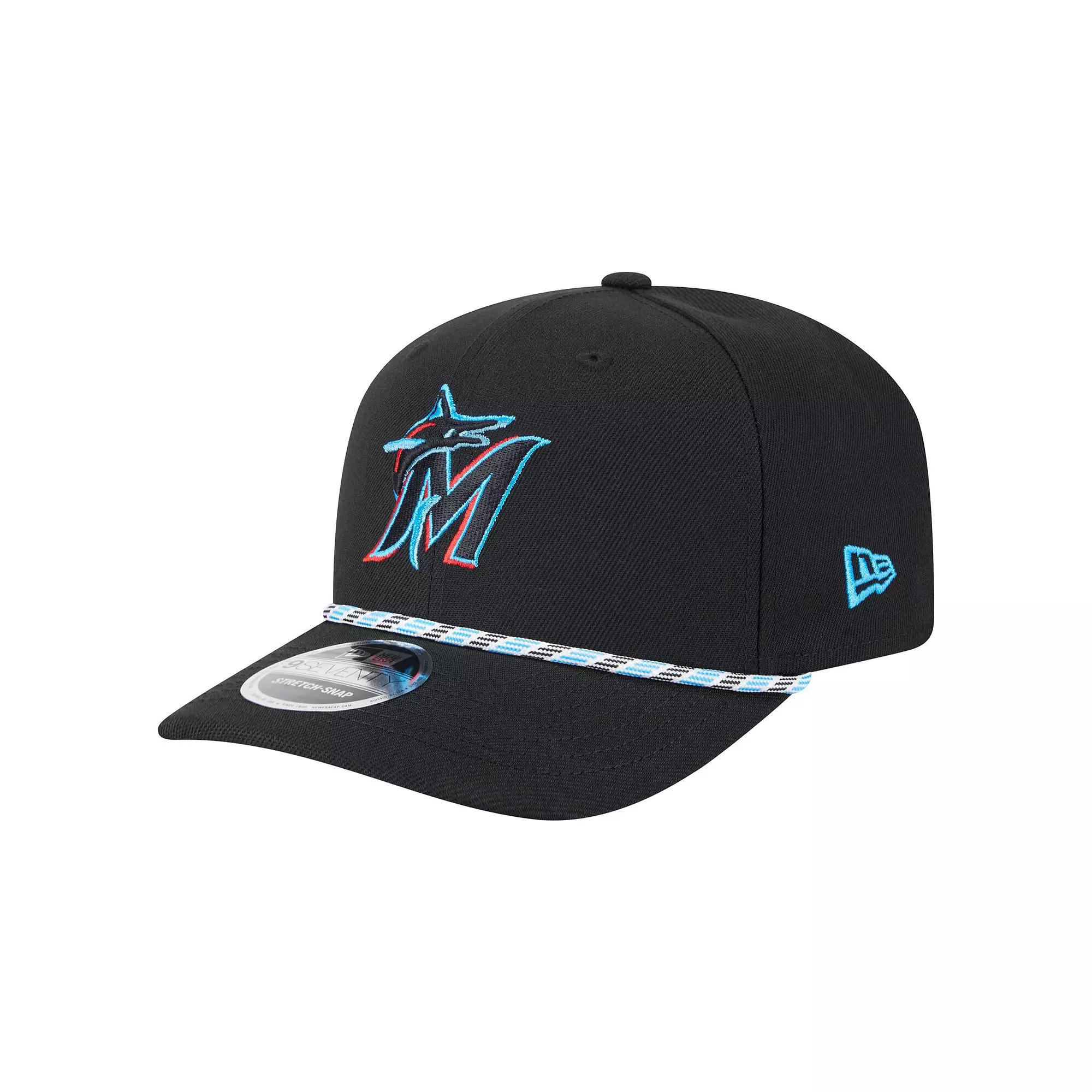 Men's New Era Black Miami Marlins Multi-Rope 9SEVENTY Stretch-Snap Hat Product Image