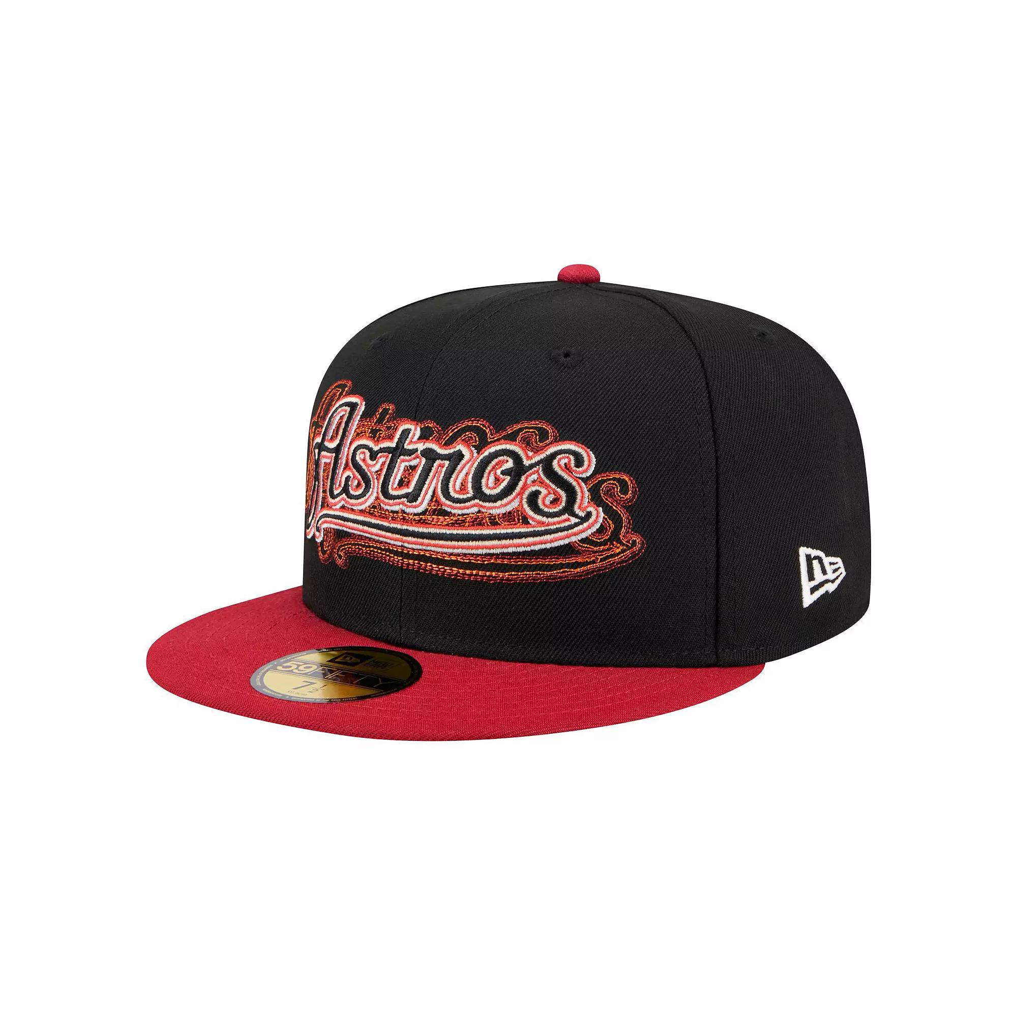 Men's New Era Black Houston Astros Shadow Stitch 59FIFTY Fitted Hat, Size: 7 1/8 Product Image